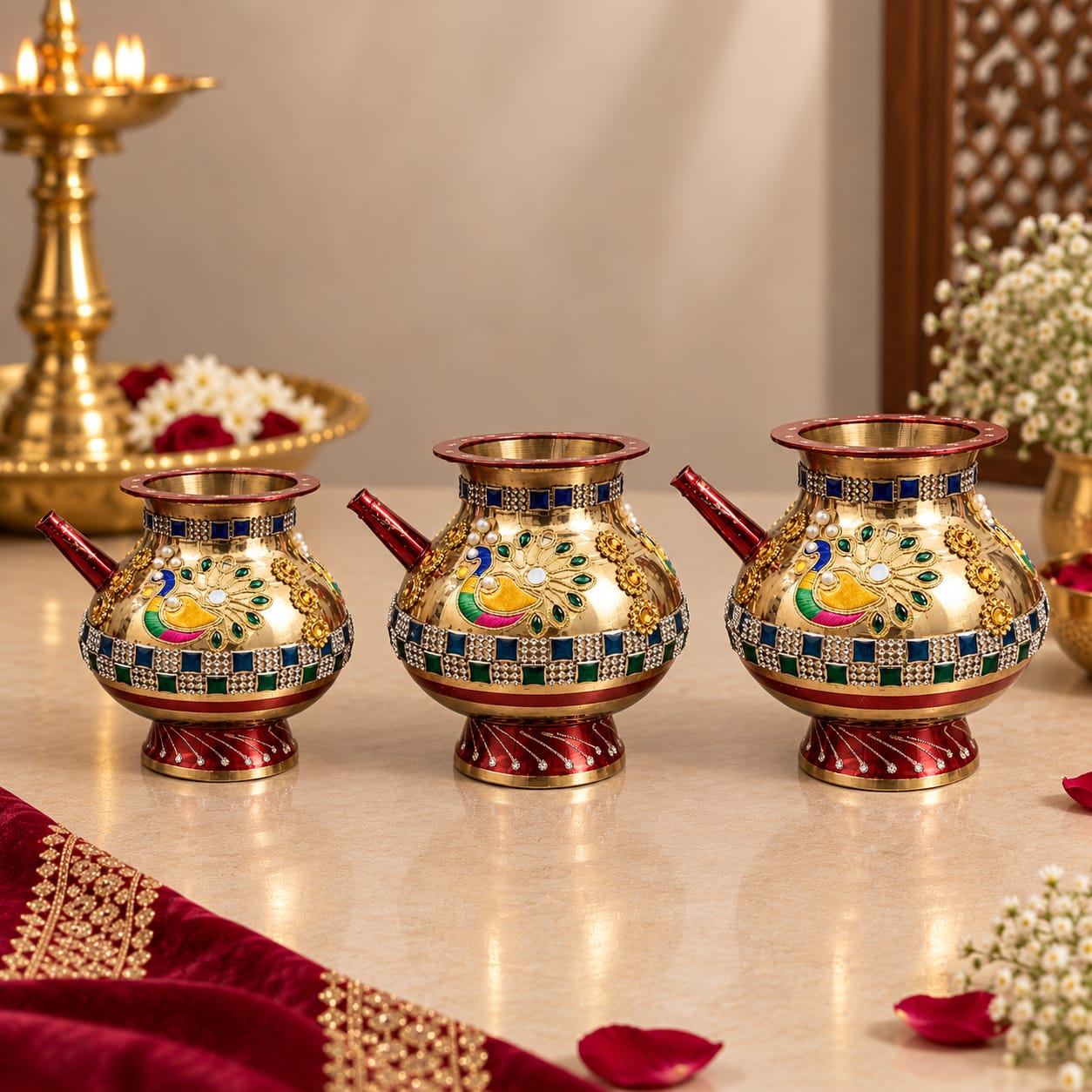 Brass Karwa for Karwachauth (Royal Peacock)