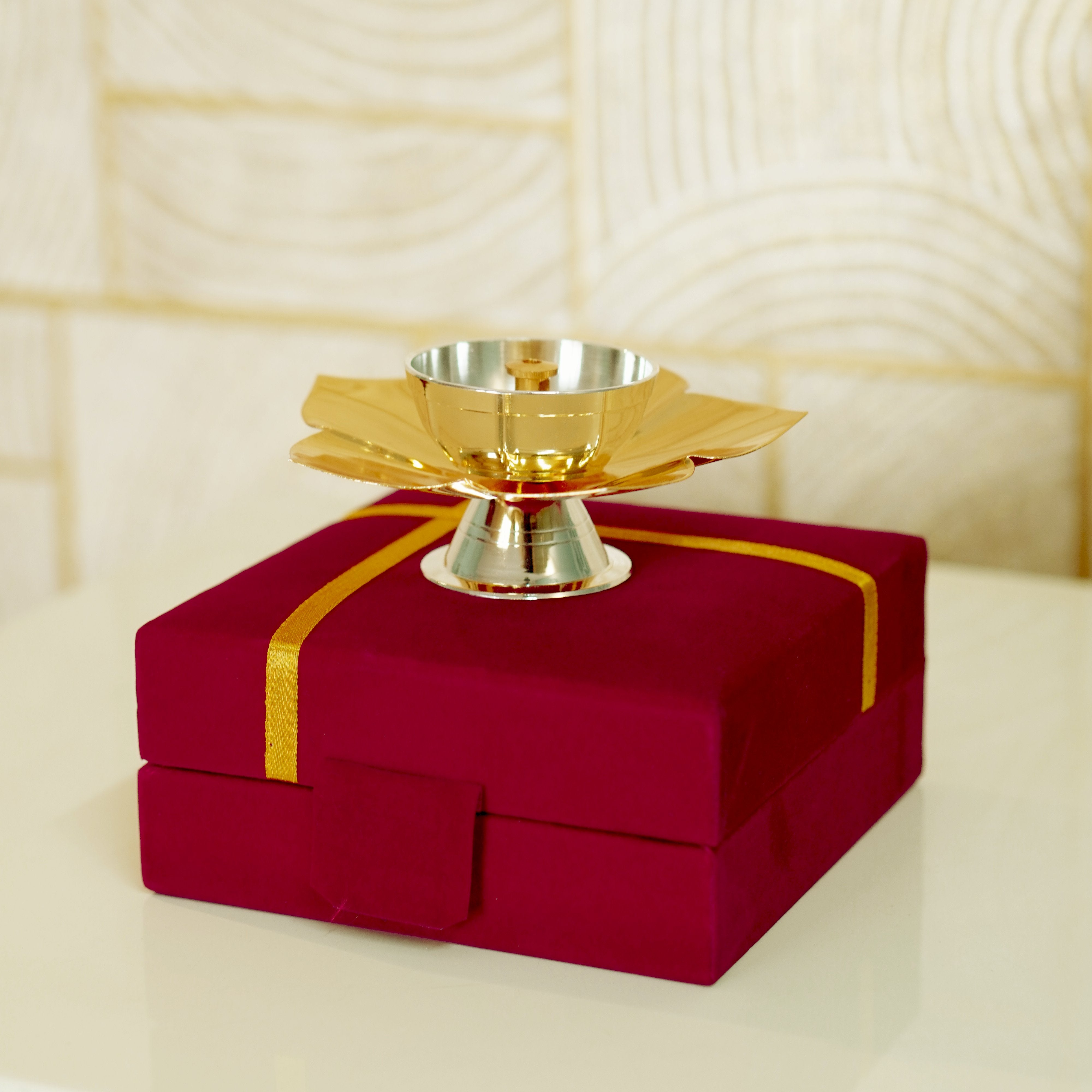 Lotus Diya / Deepak with Velvet Box