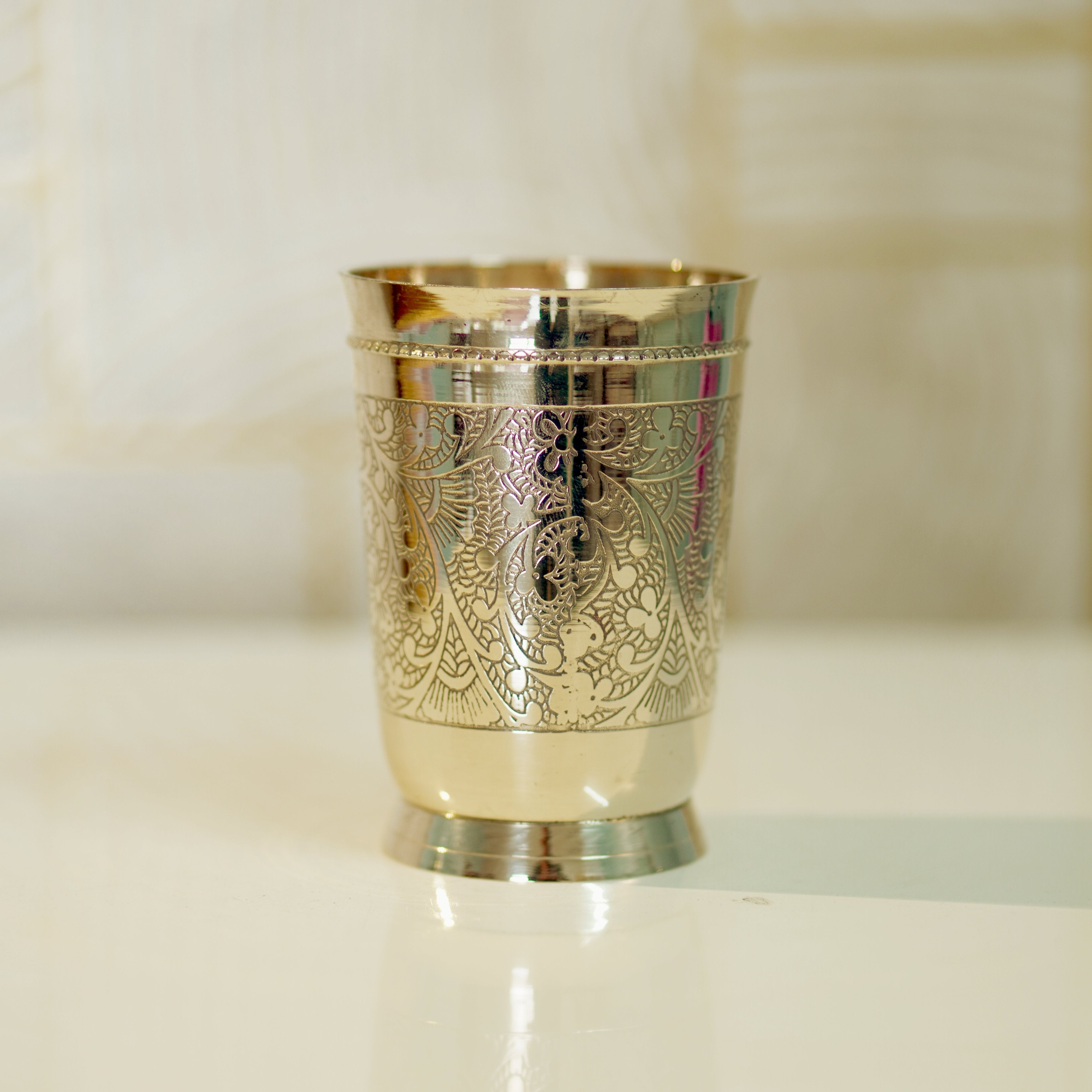 6 Pieces Brass Glasses Set with Velvet Box