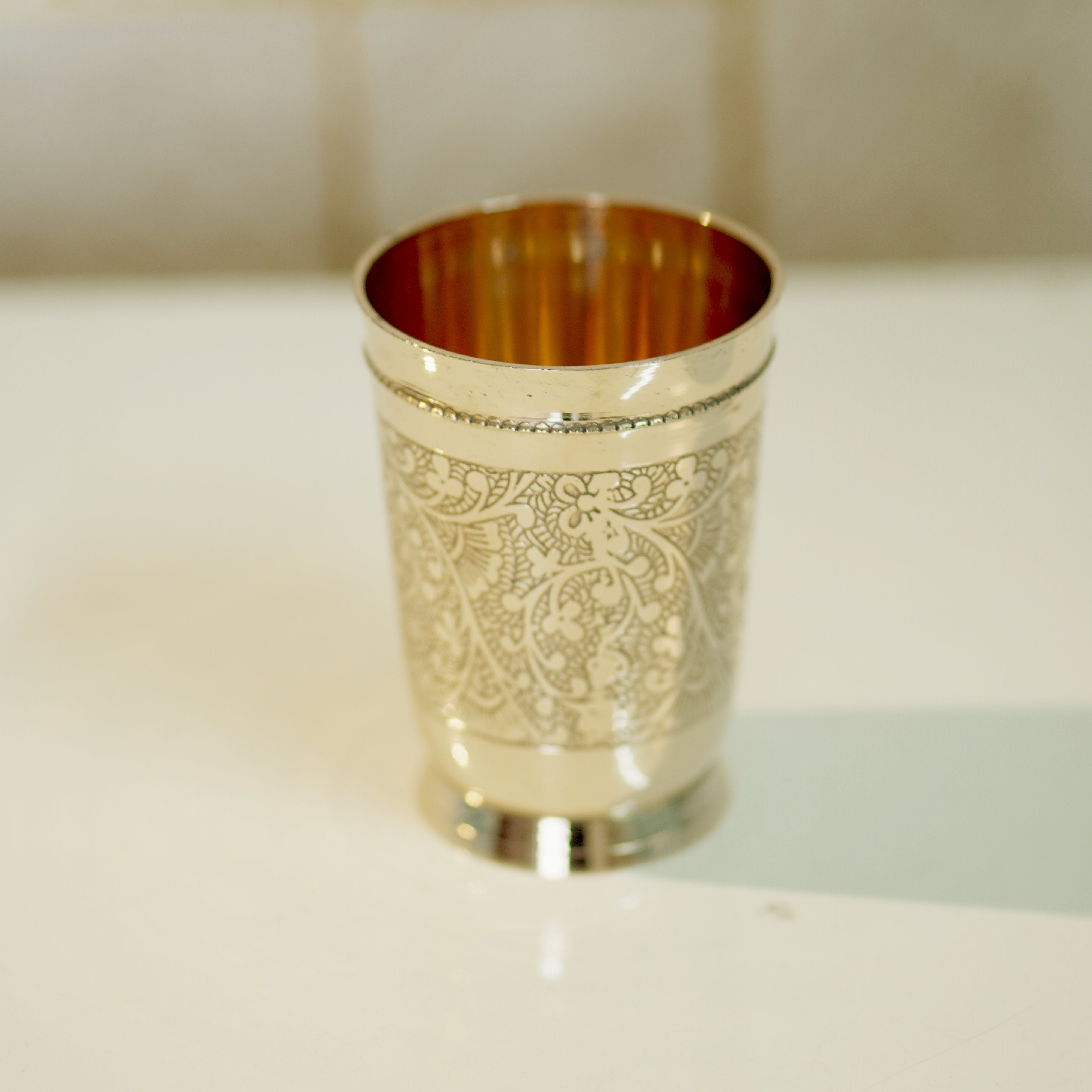 6 Pieces Brass Glasses Set with Velvet Box