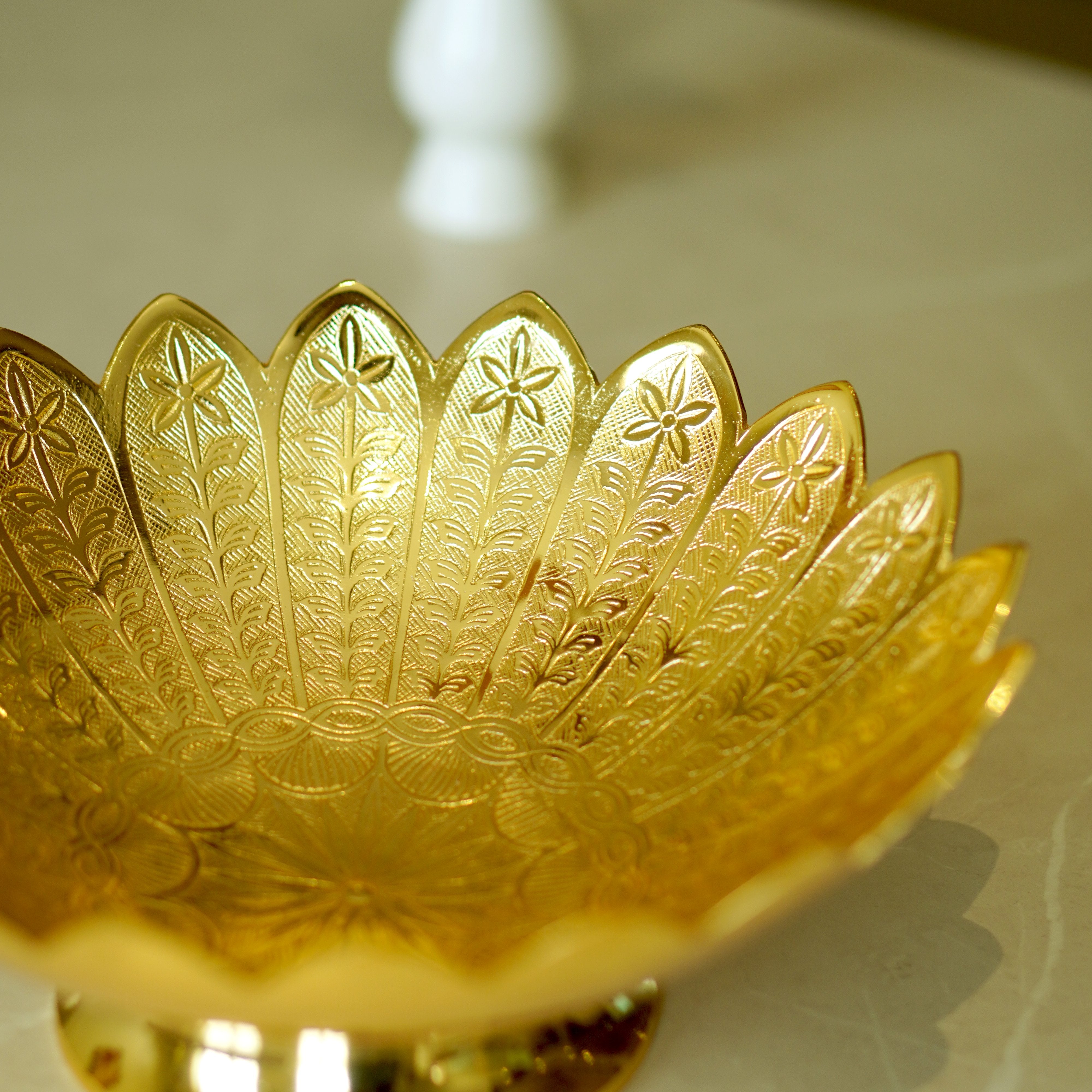 Brass Etched Bowl with Velvet Box