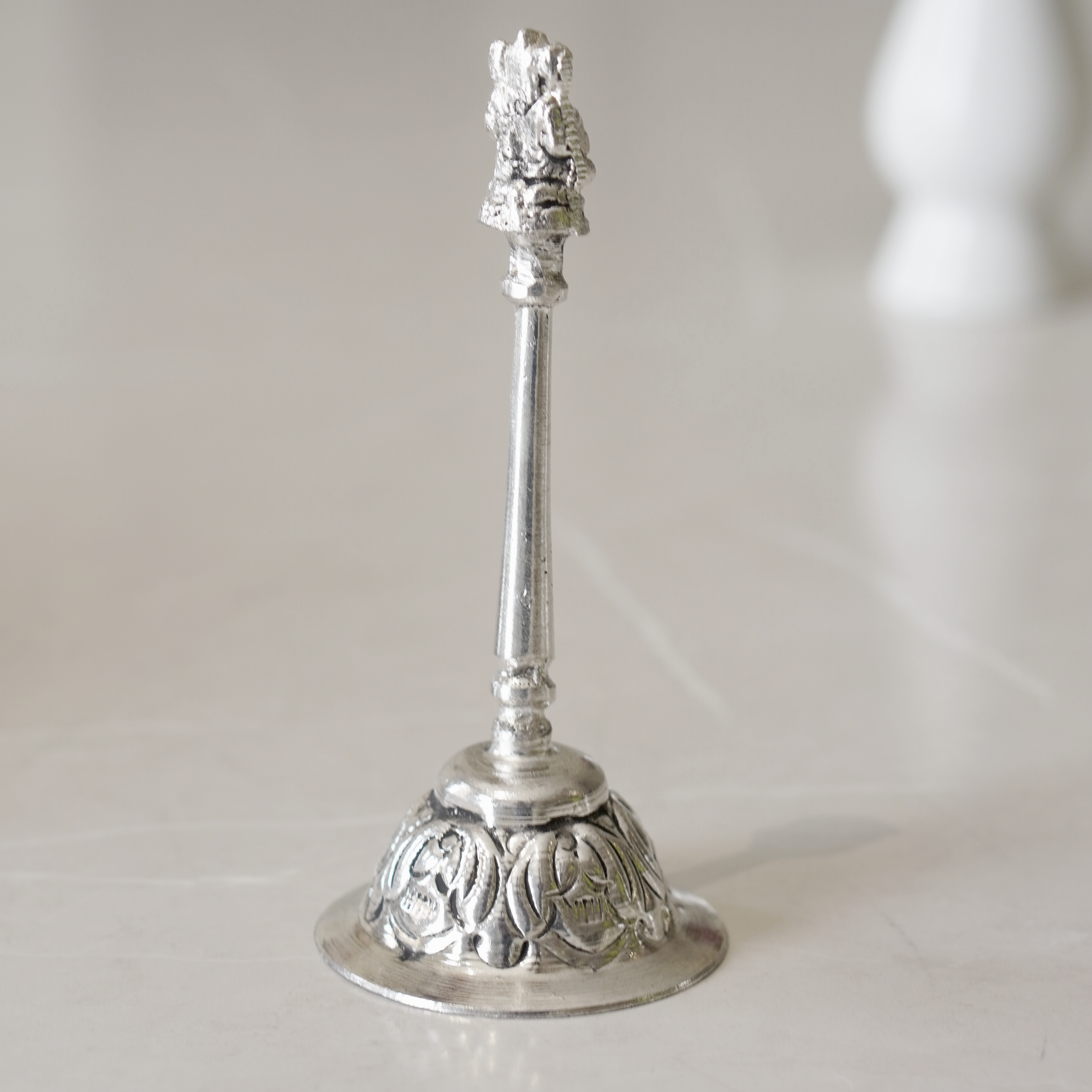 Brass Ghungroo Pooja Set With Silver Finish