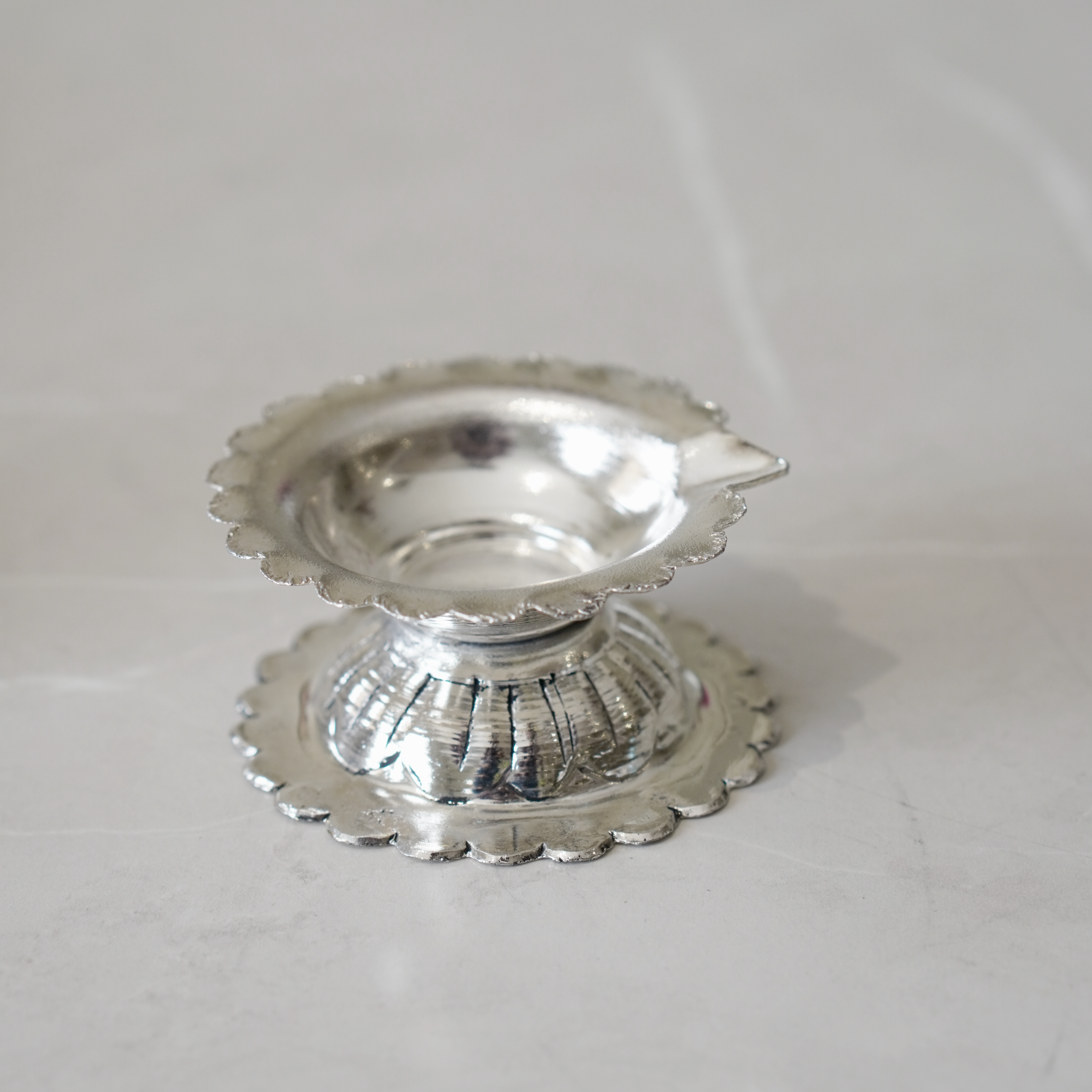 Brass Ghungroo Pooja Set With Silver Finish