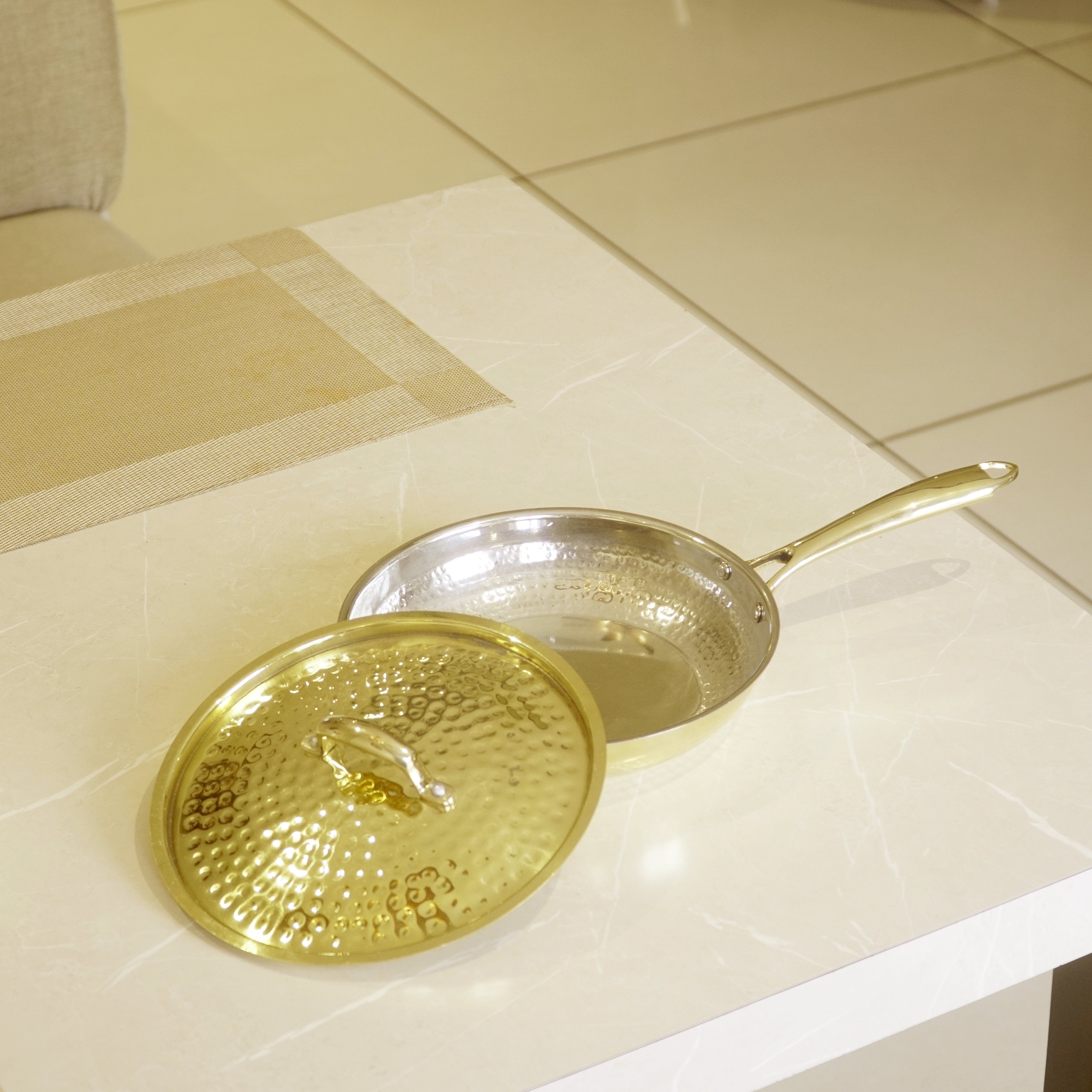 Brass Frypan with lid (tincoated)