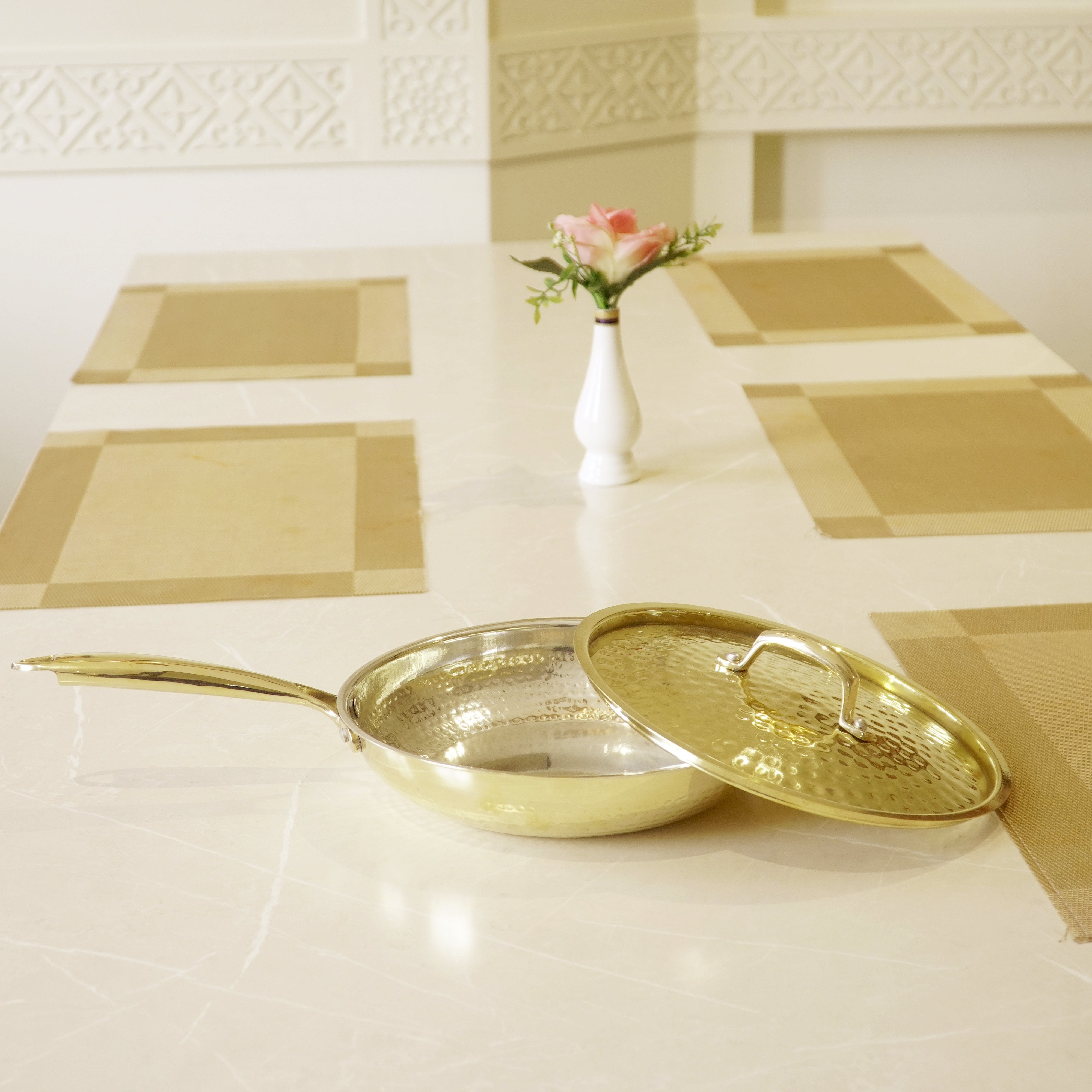 Brass Frypan with lid (tincoated)