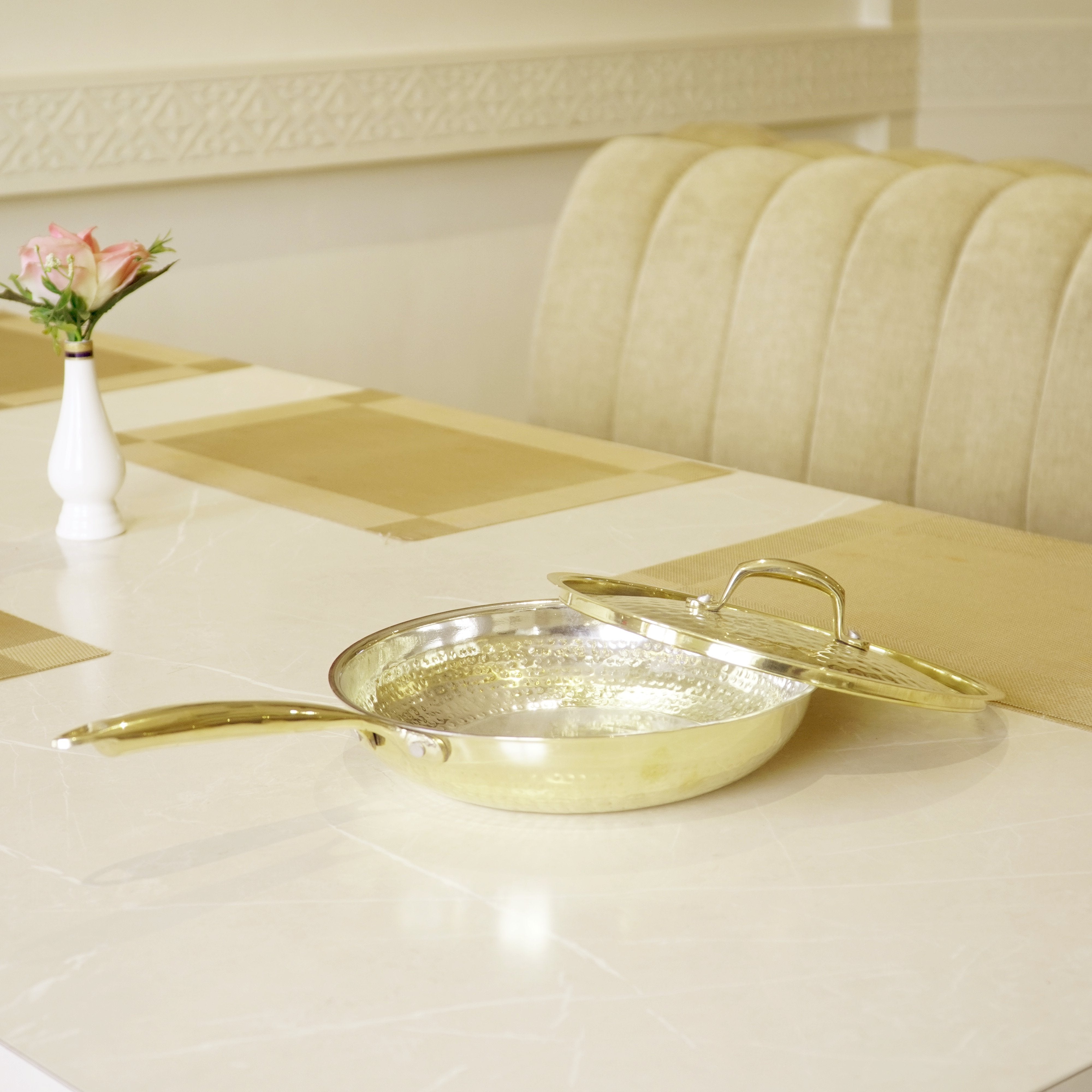 Brass Frypan with lid (tincoated)