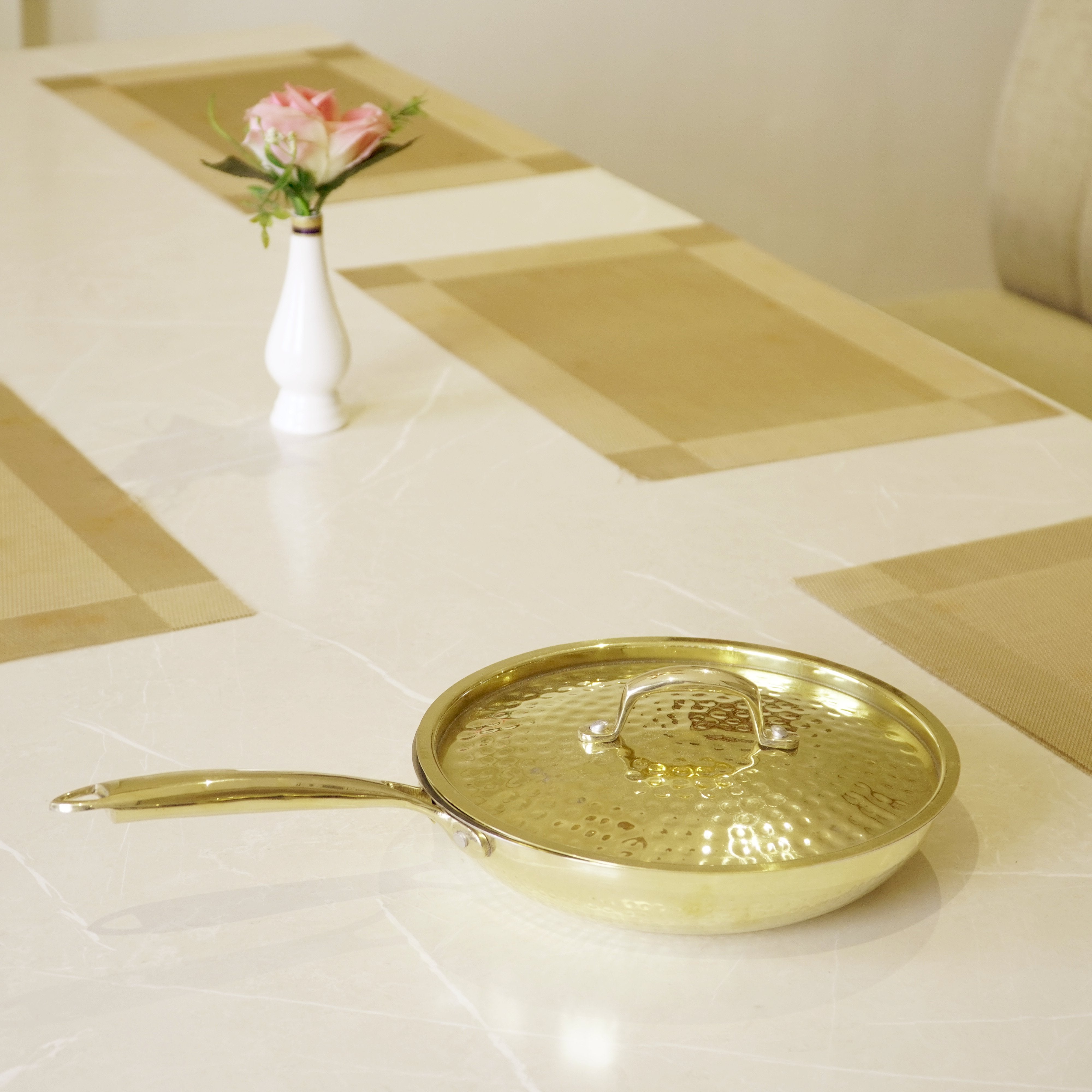 Brass Frypan with lid (tincoated)