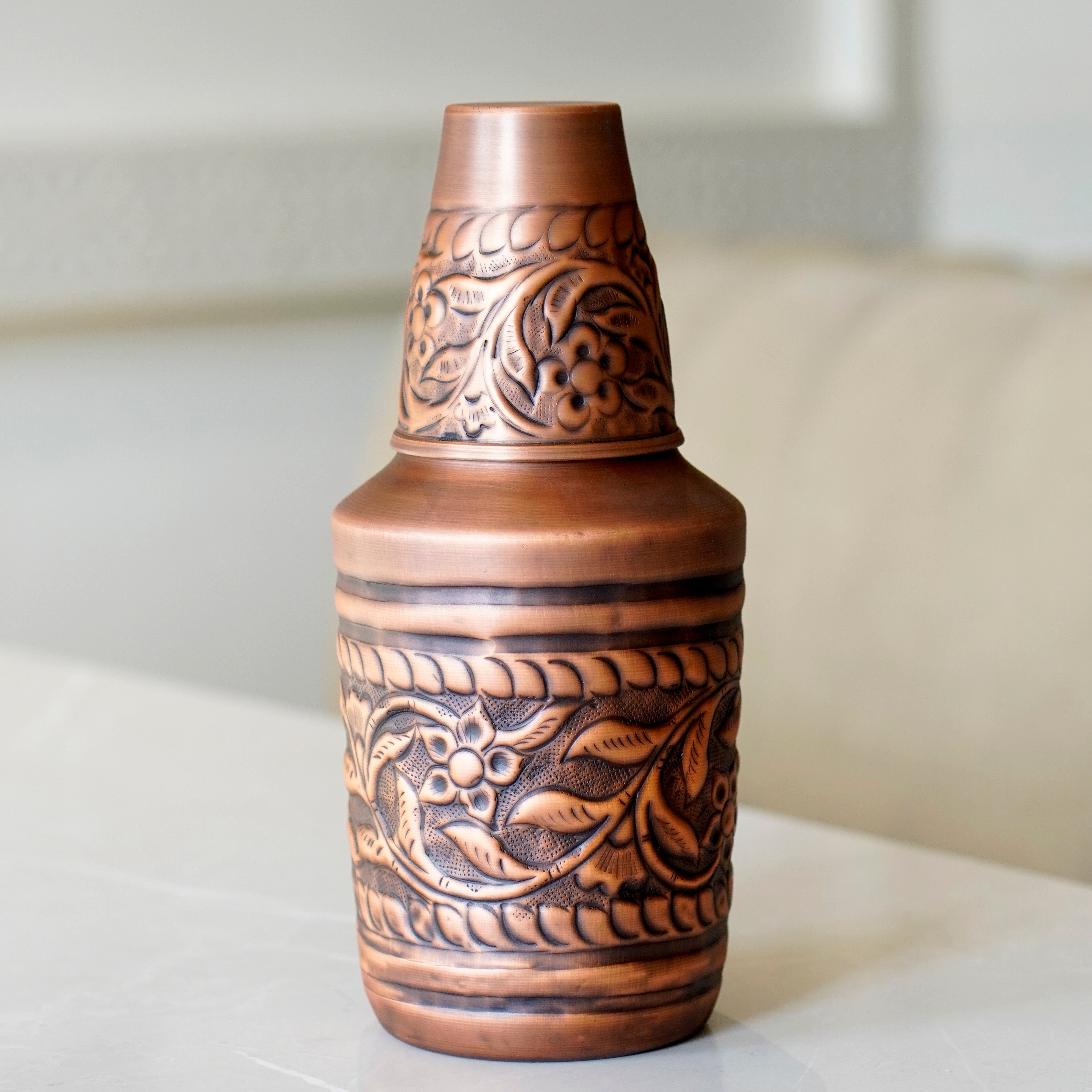 Vintage Embossed Copper Jar
