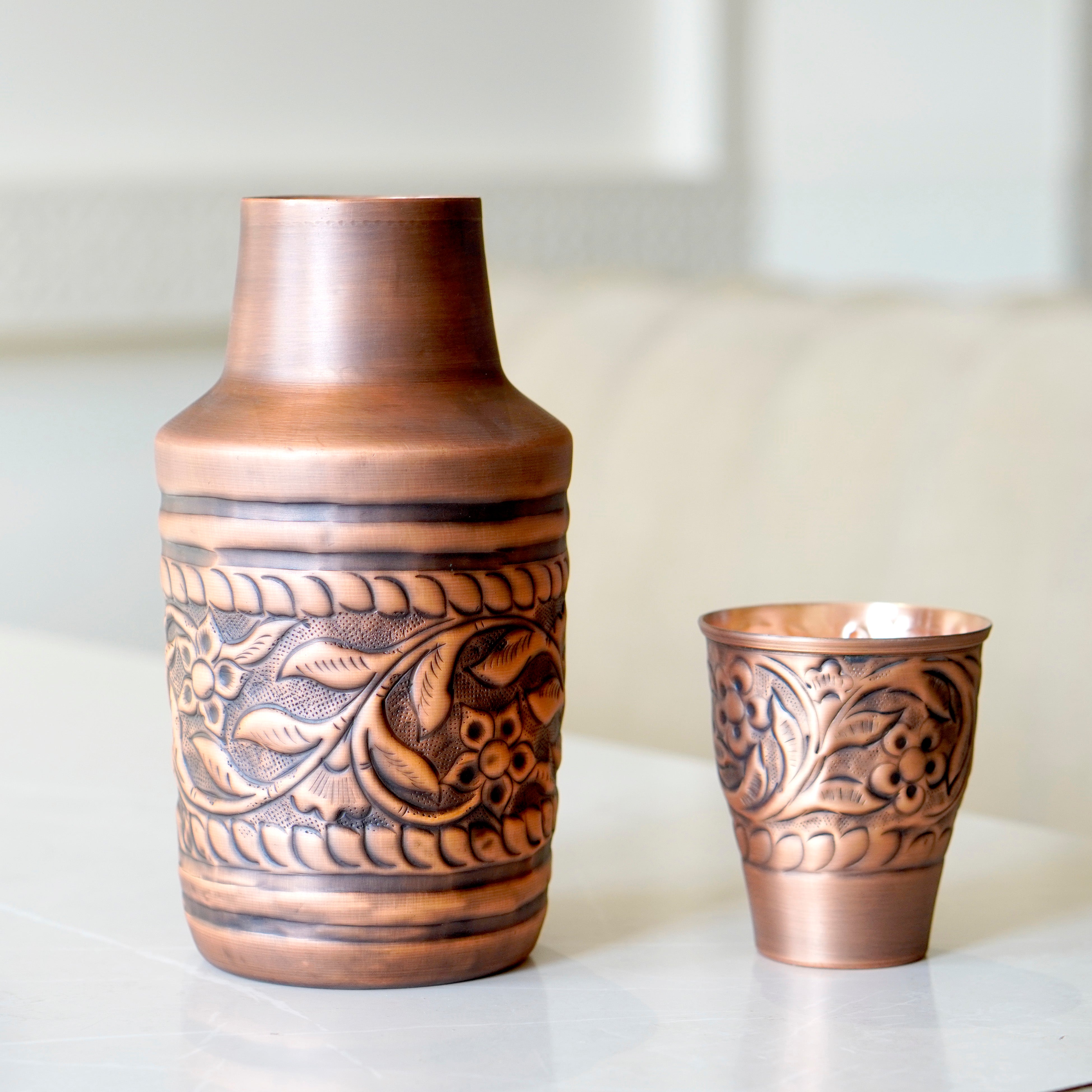 Vintage Embossed Copper Jar