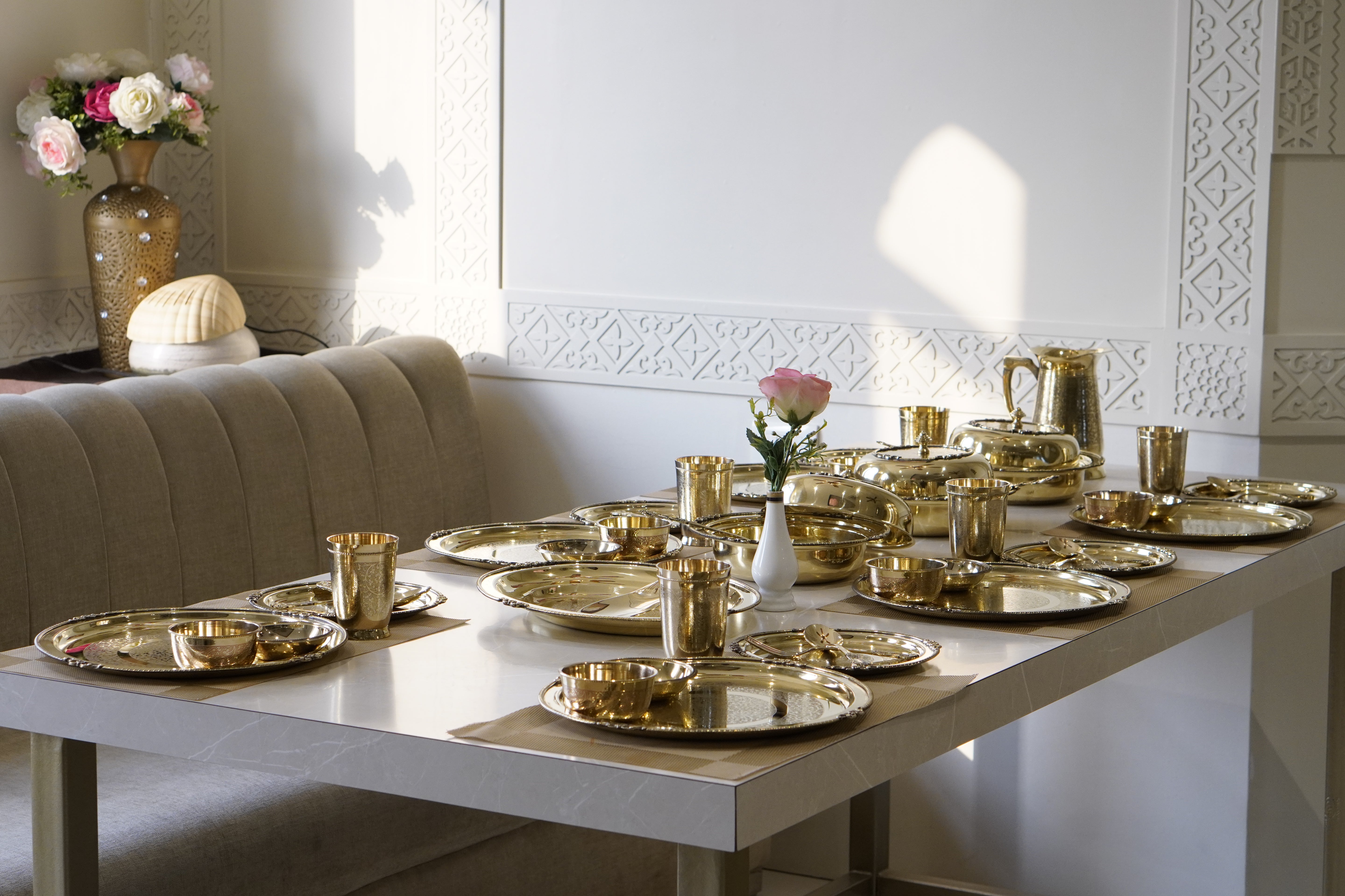 51 Piece Etched Dinner Set