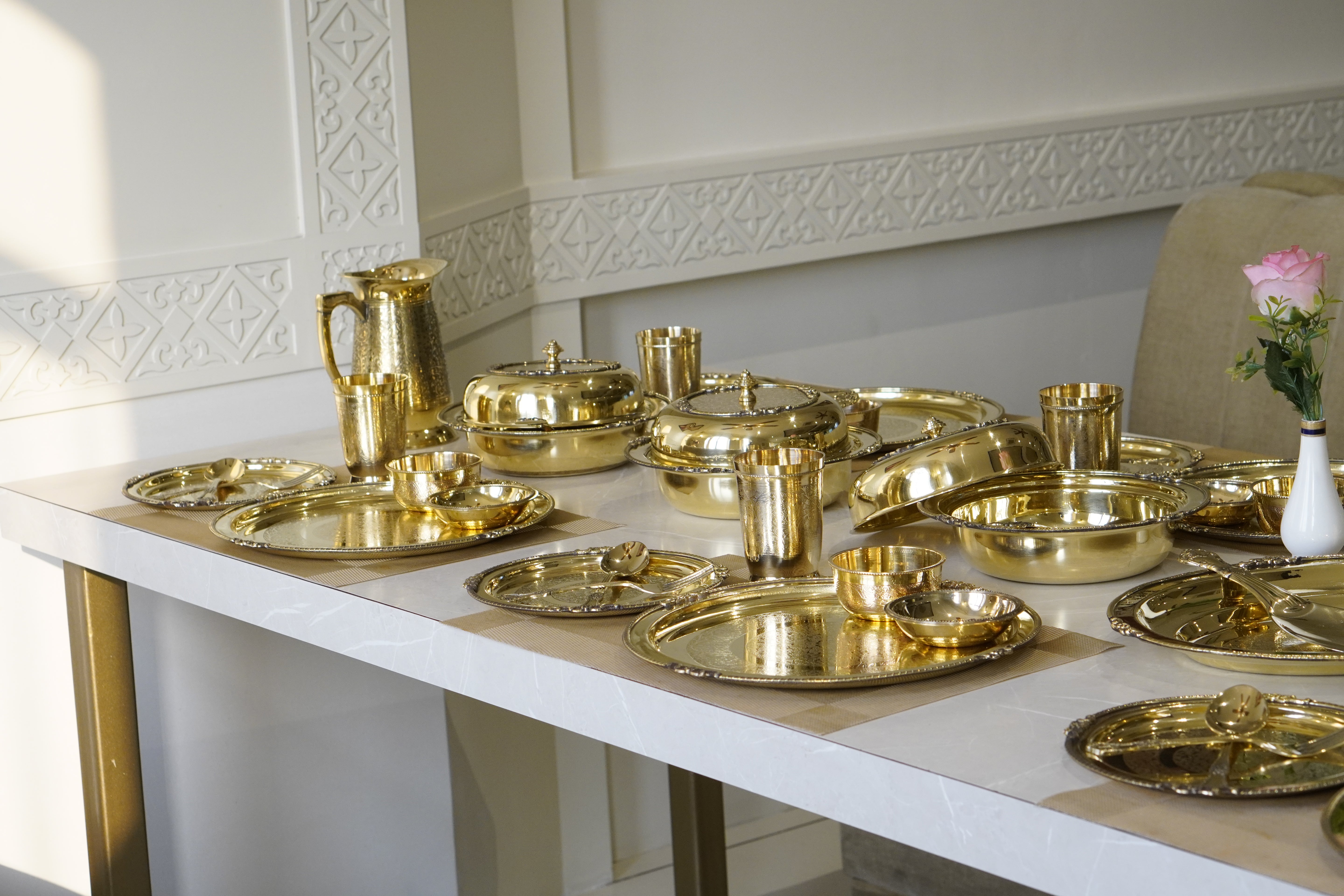 51 Piece Etched Dinner Set