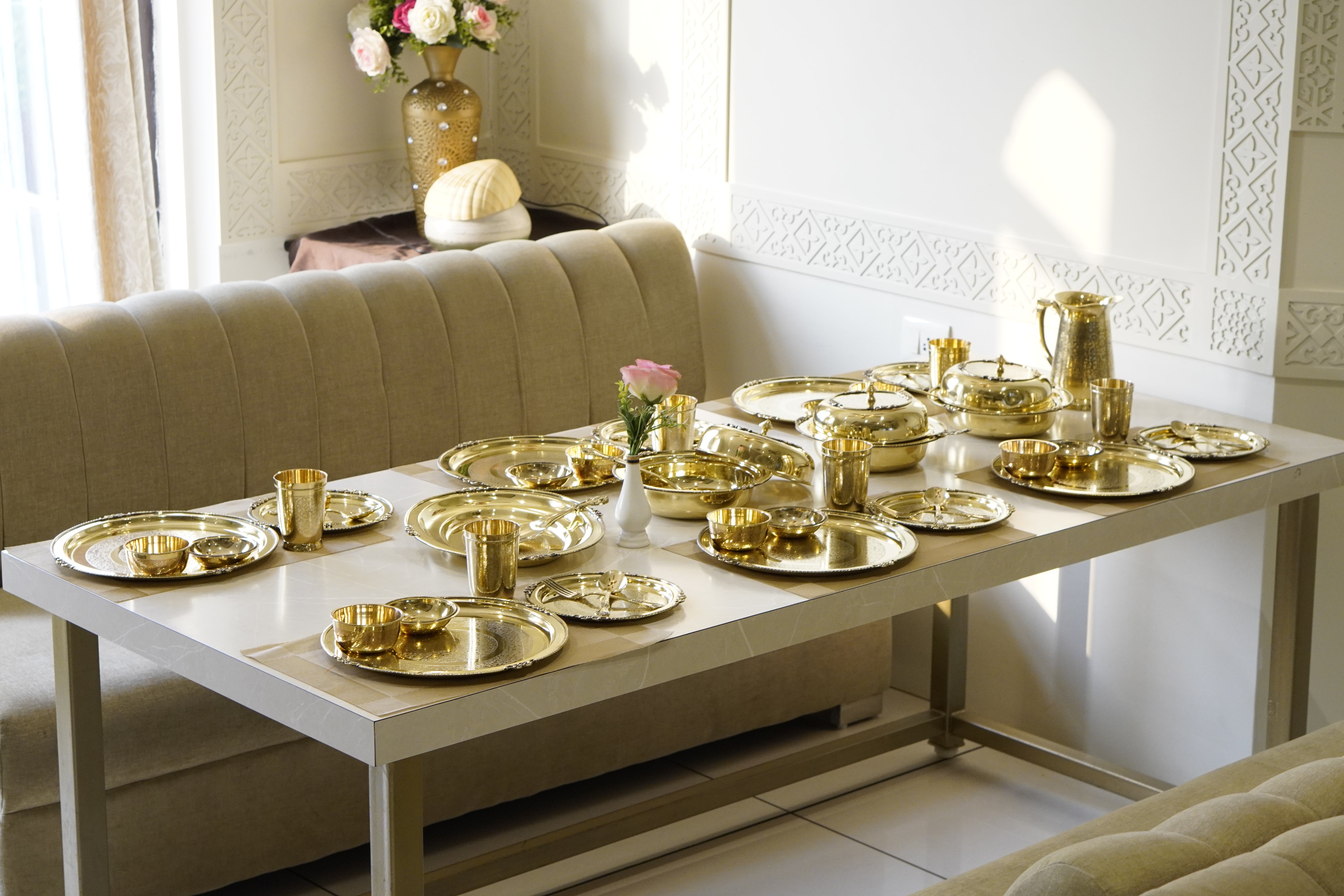 51 Piece Etched Dinner Set