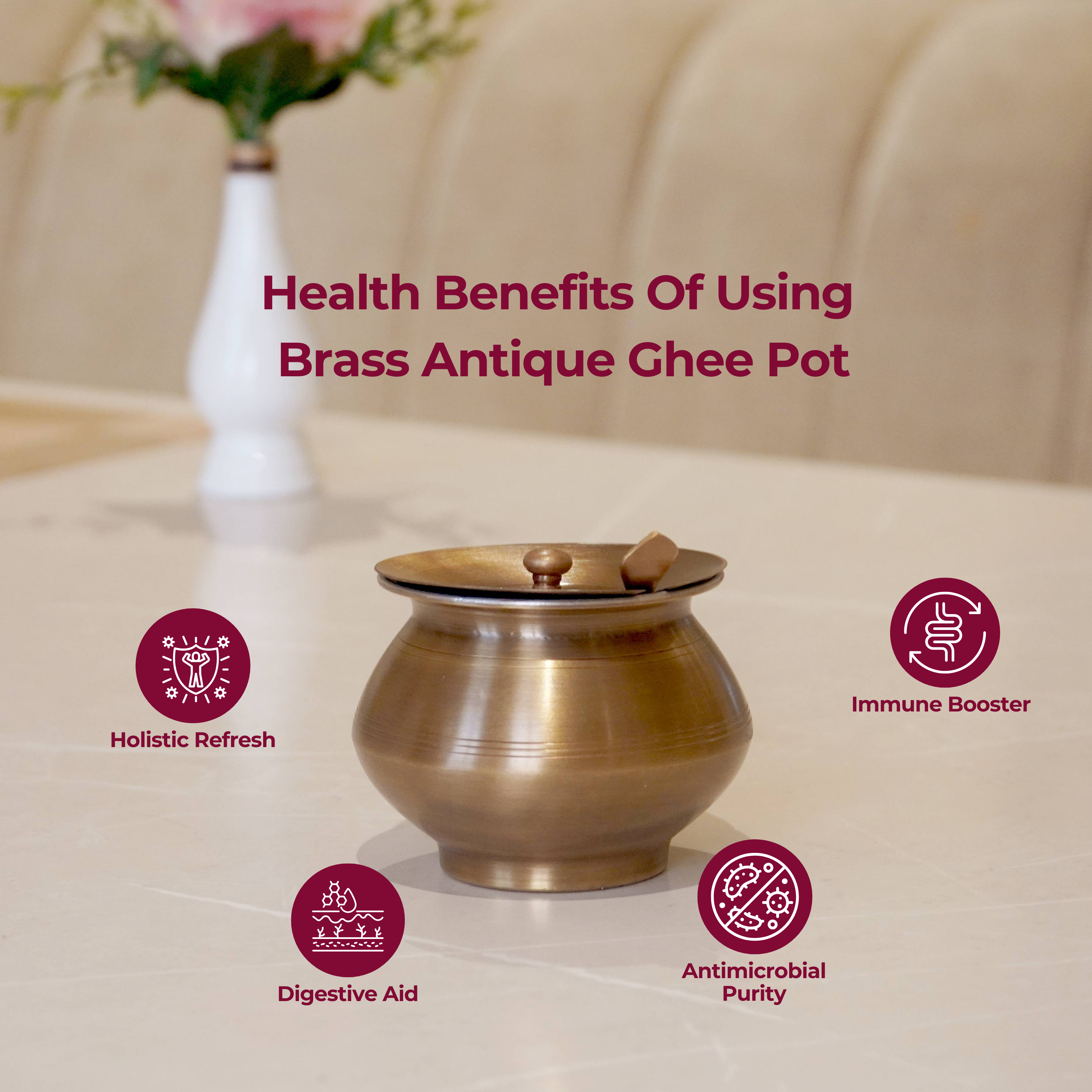 Brass Antique Tin Coated Ghee Pot