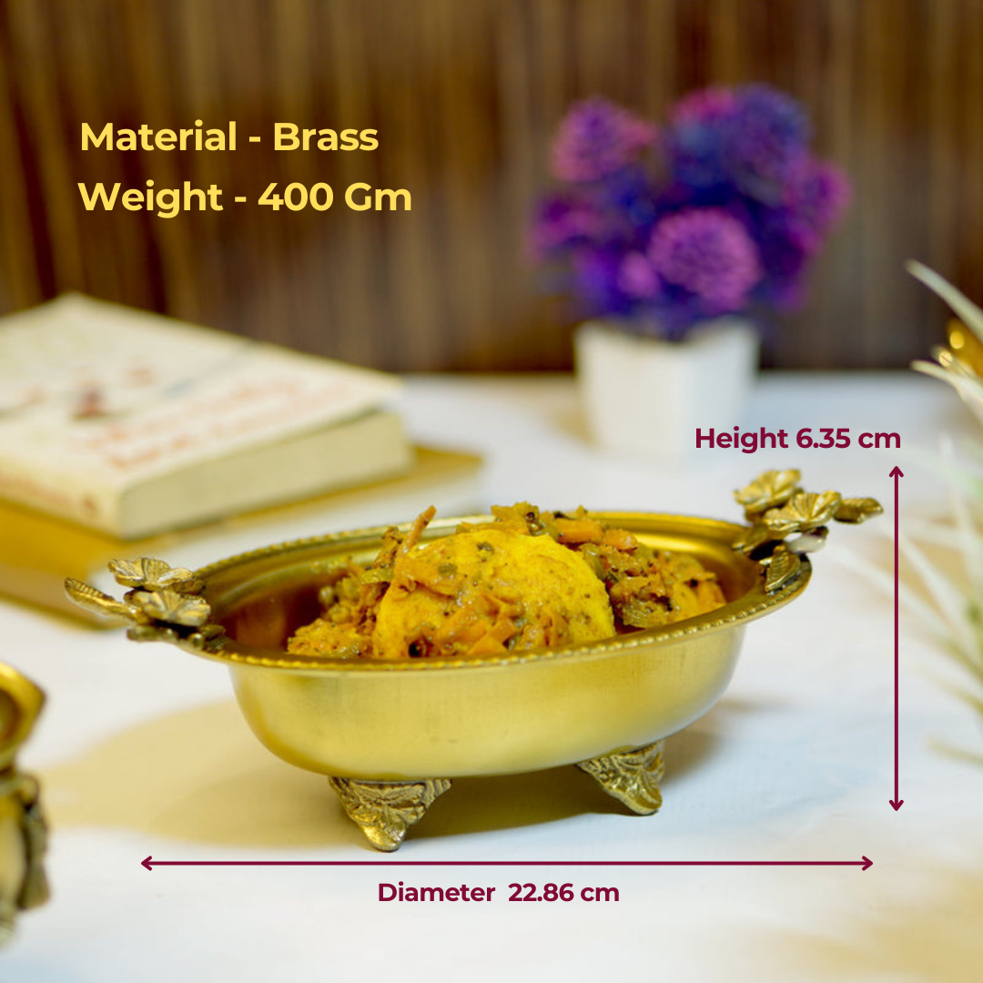 Brass Antique Snack Bowl with Flower Design