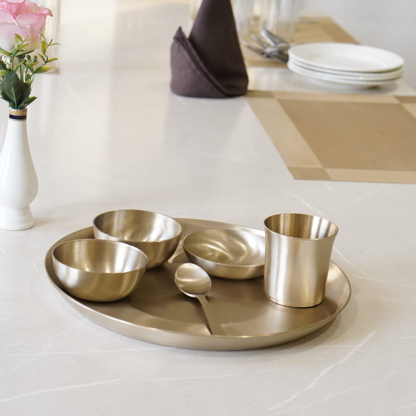 Bronze / Kansa Dinner Set Matte Finish (12inch plate)
