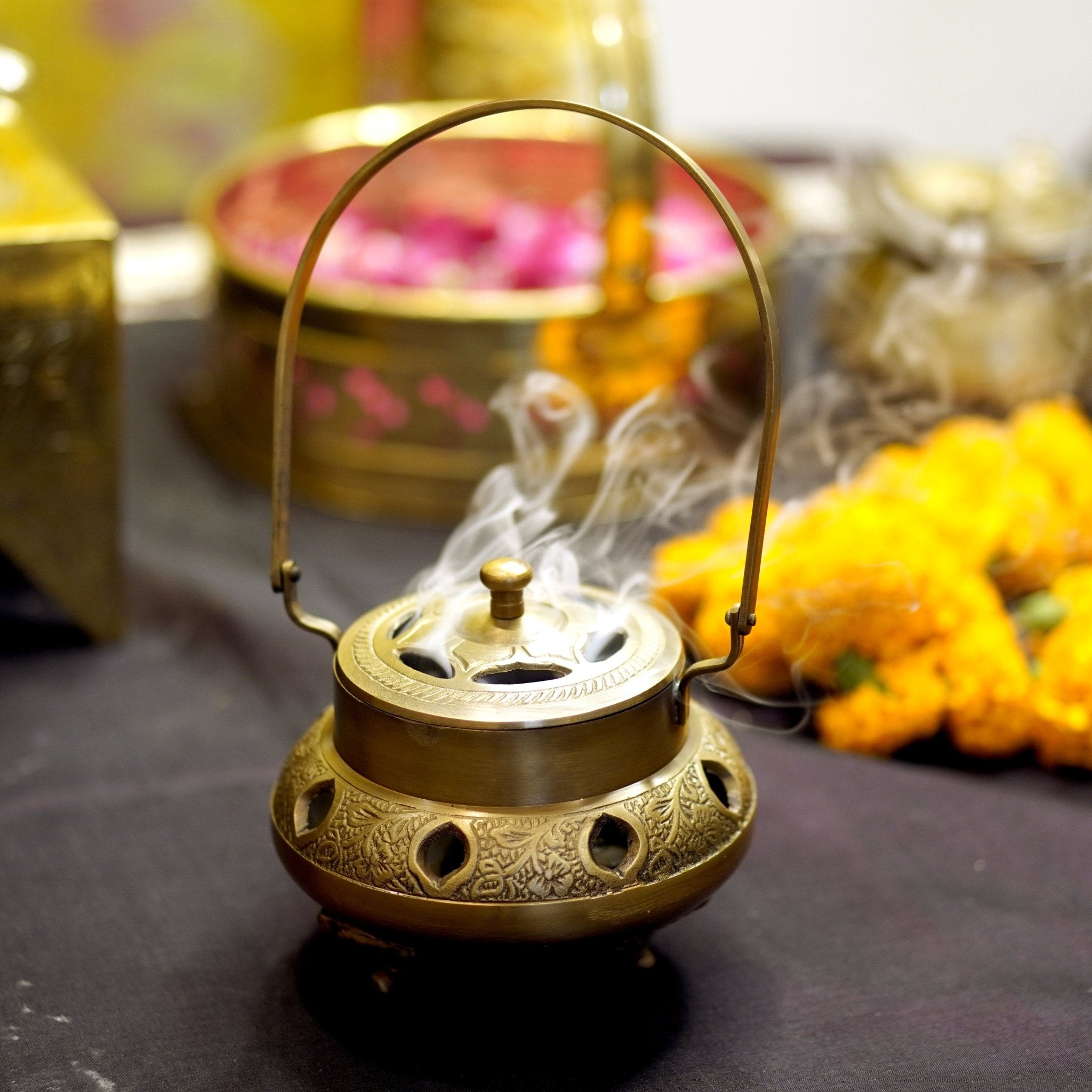 Brass Antique Dhupdaan - Brass Globe -