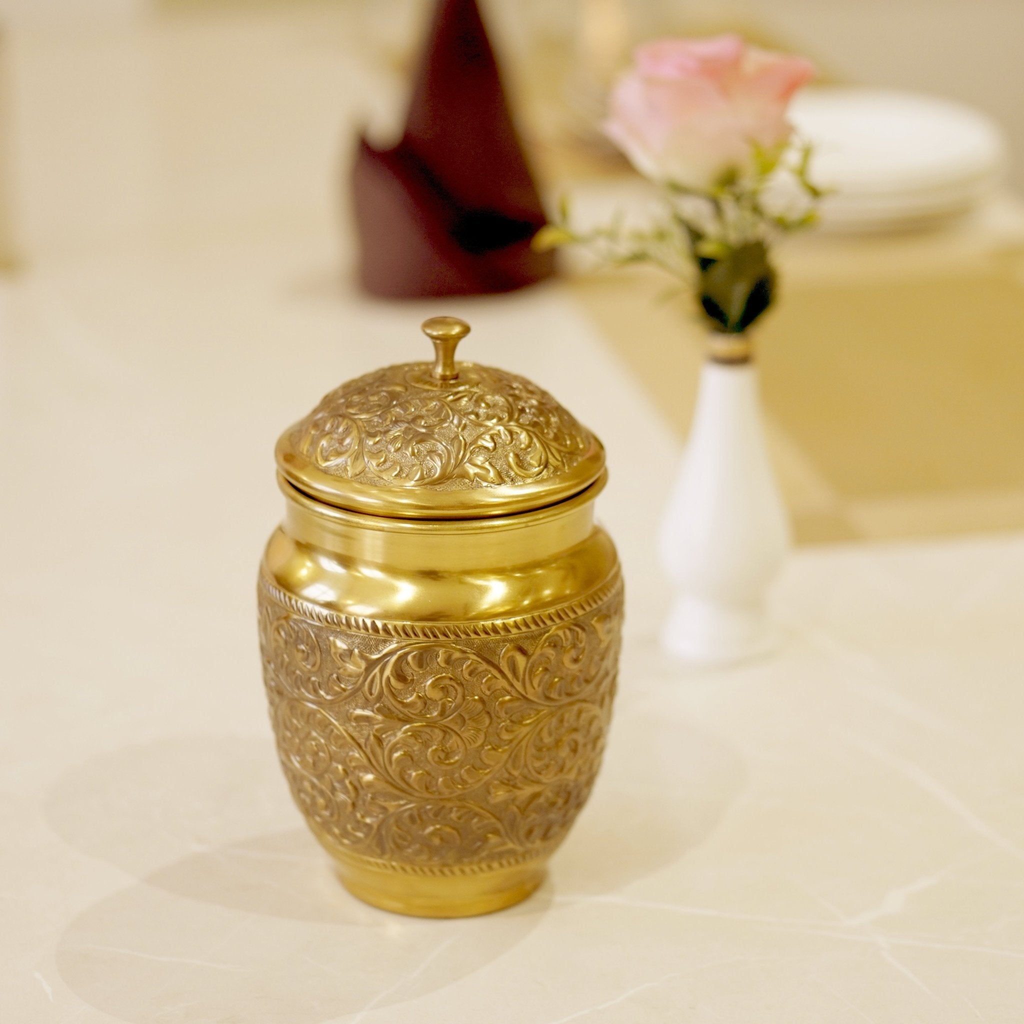 Brass Antique Laddu Dabba Box - Brass Globe -
