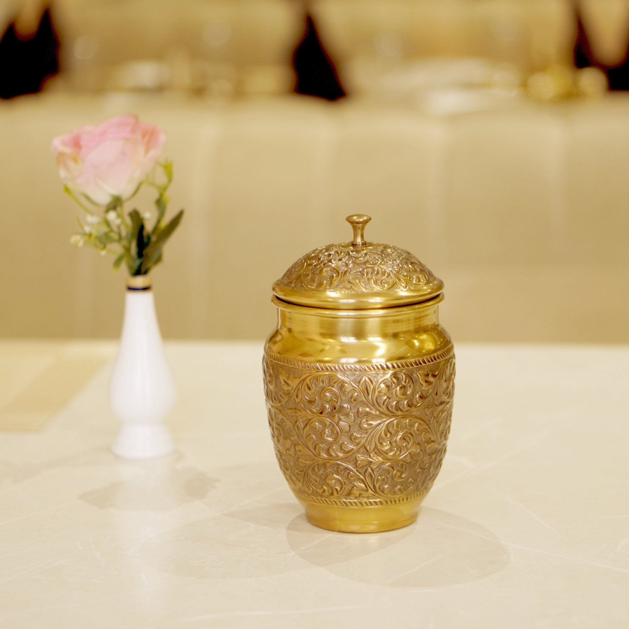 Brass Antique Laddu Dabba Box - Brass Globe -
