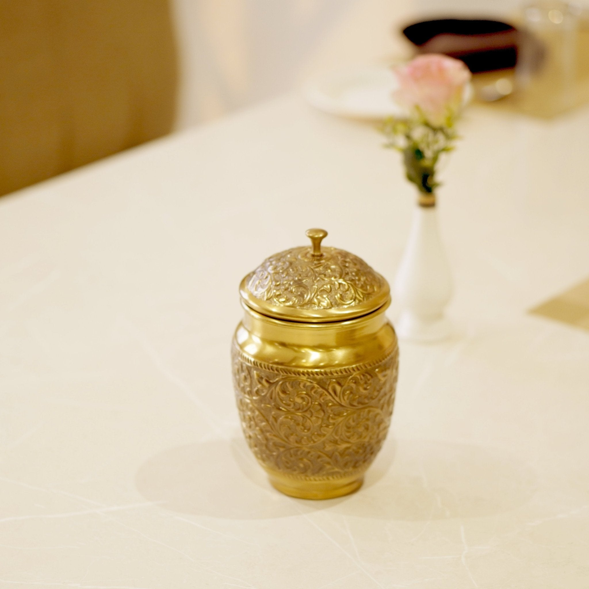 Brass Antique Laddu Dabba Box - Brass Globe -