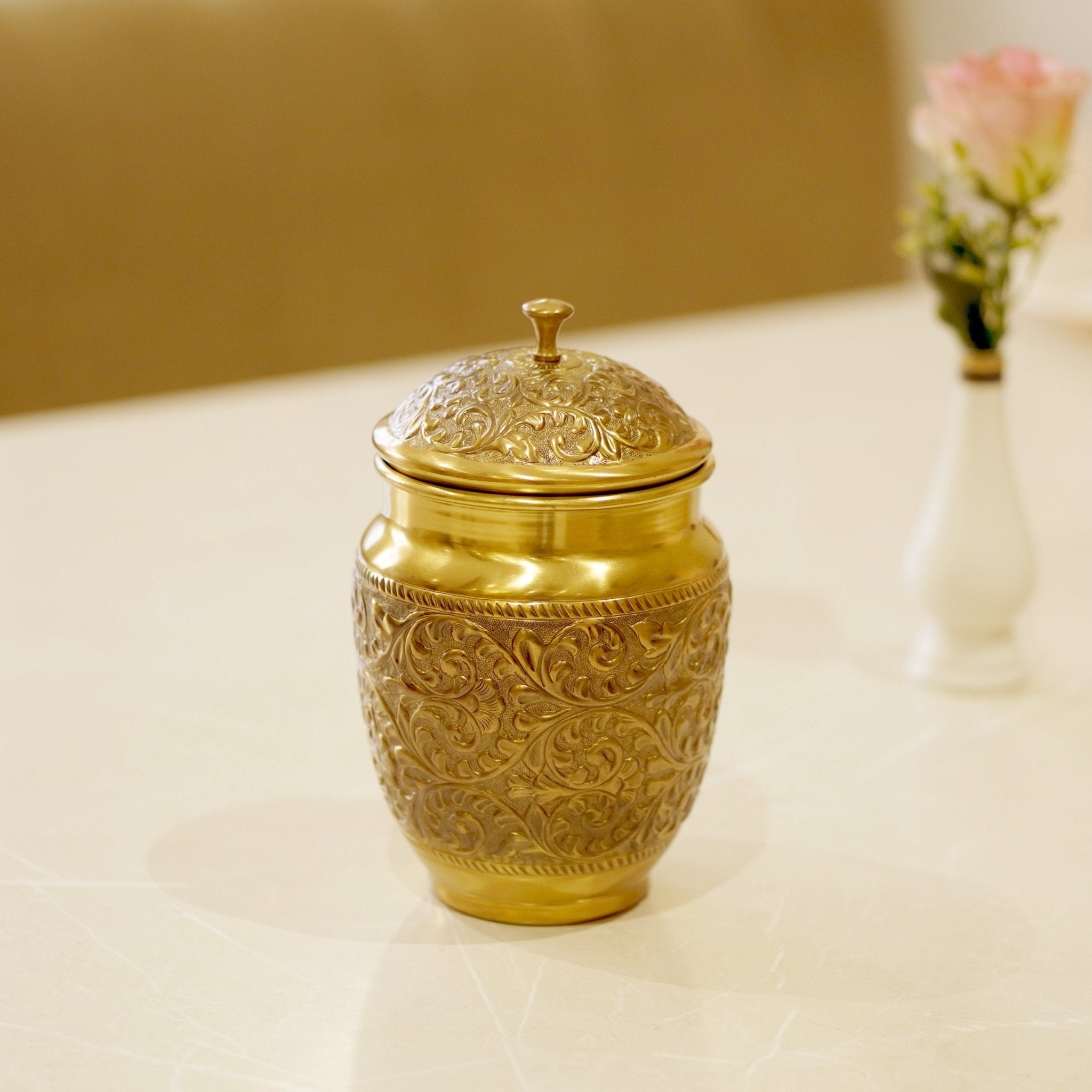 Brass Antique Laddu Dabba Box - Brass Globe -