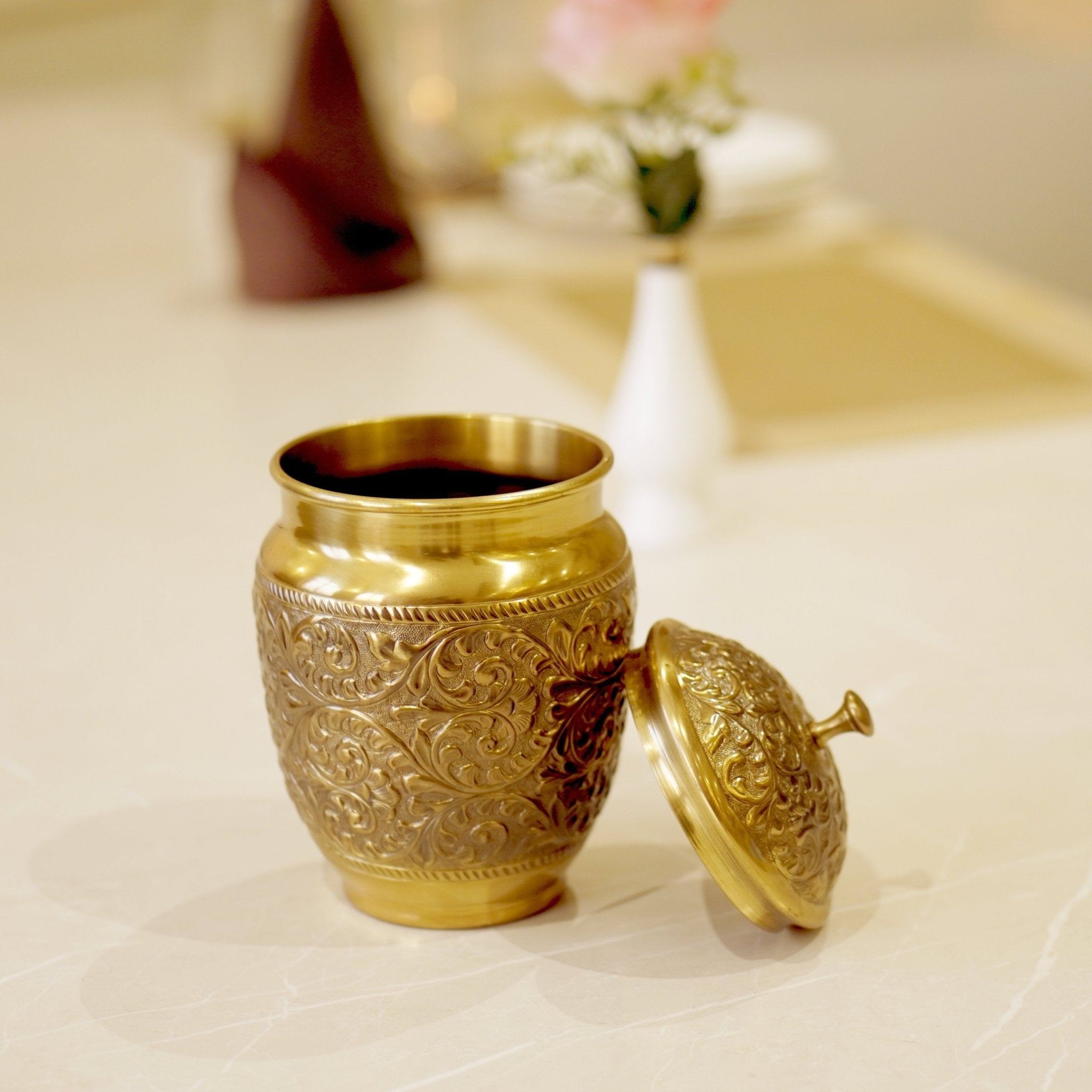 Brass Antique Laddu Dabba Box - Brass Globe -