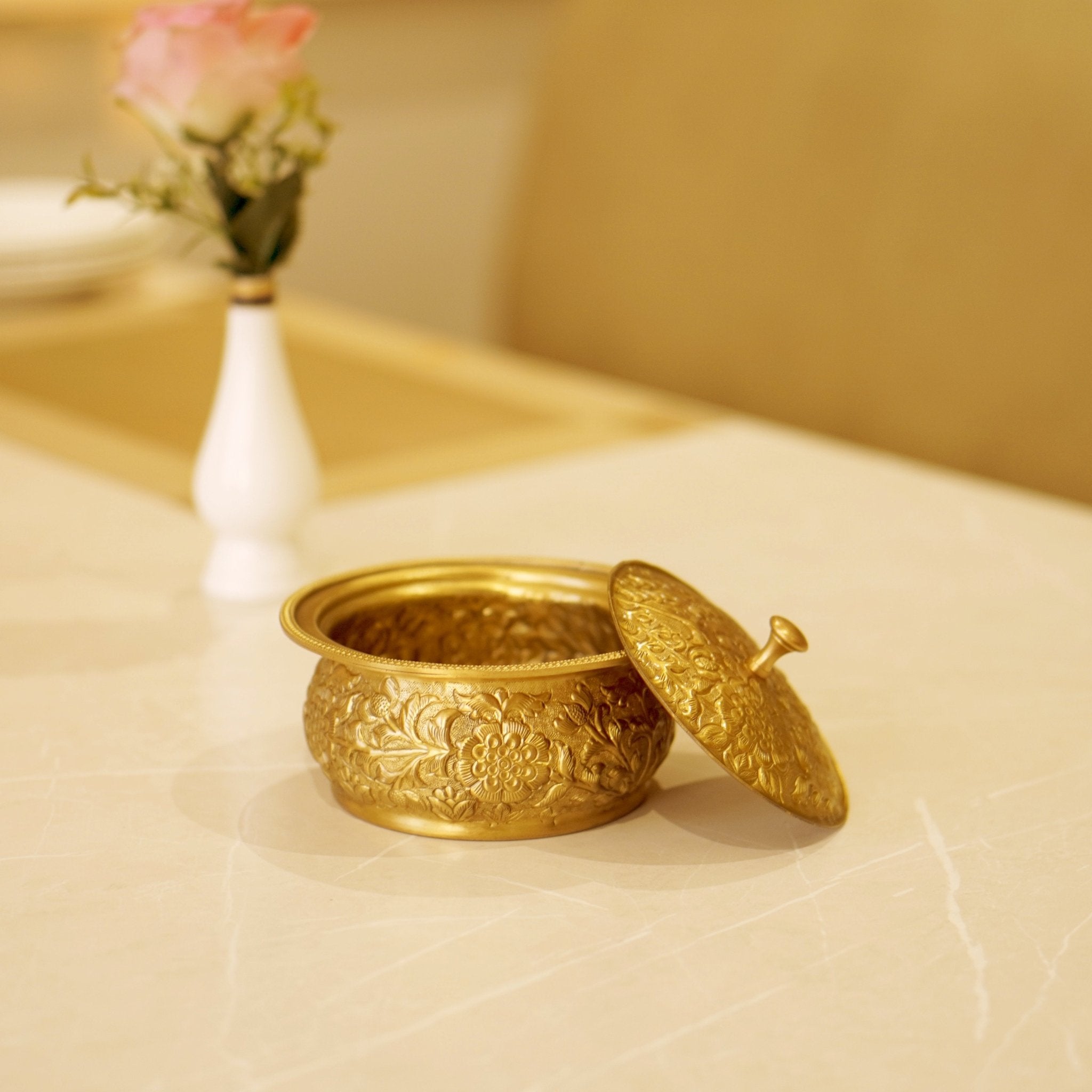 Brass Antique Trinket Box - Brass Globe -