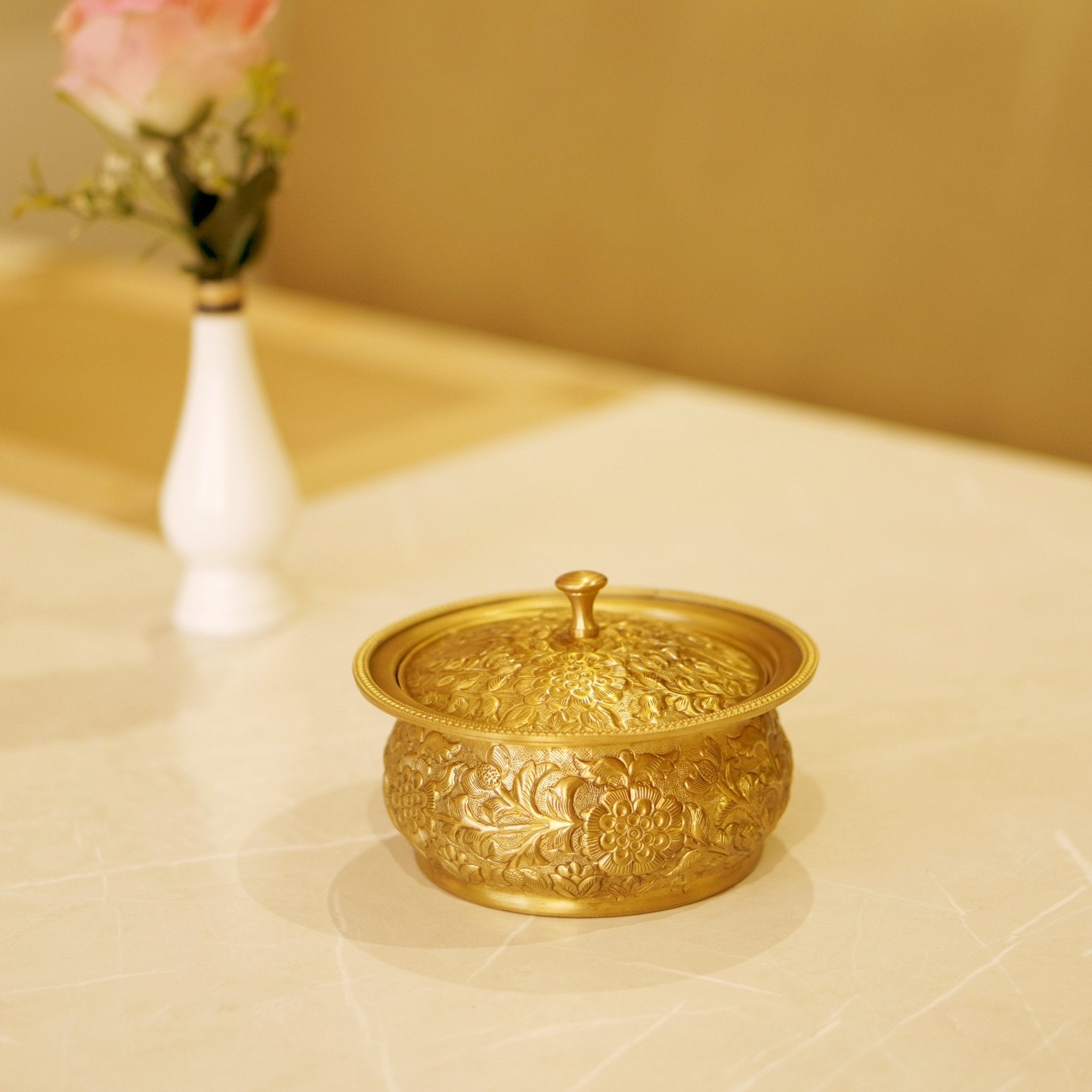 Brass Antique Trinket Box - Brass Globe -