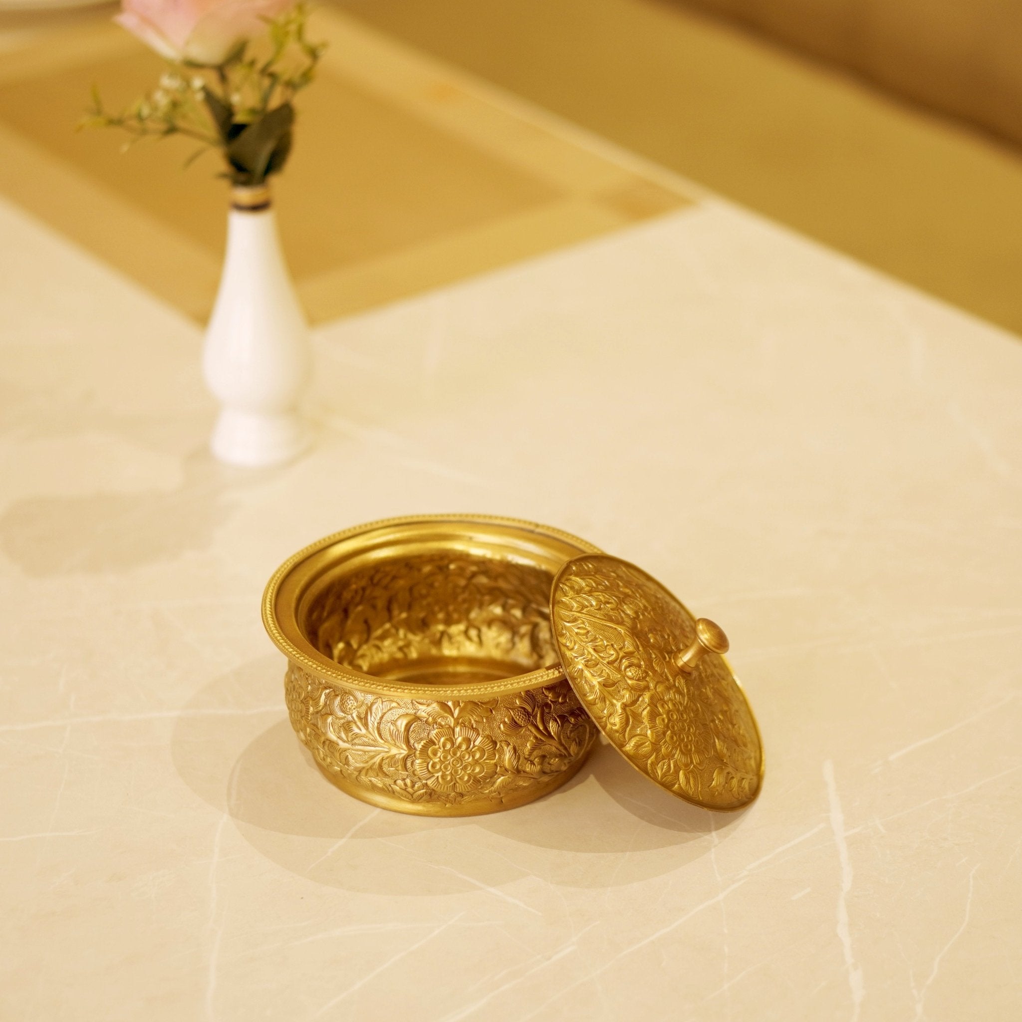 Brass Antique Trinket Box - Brass Globe -