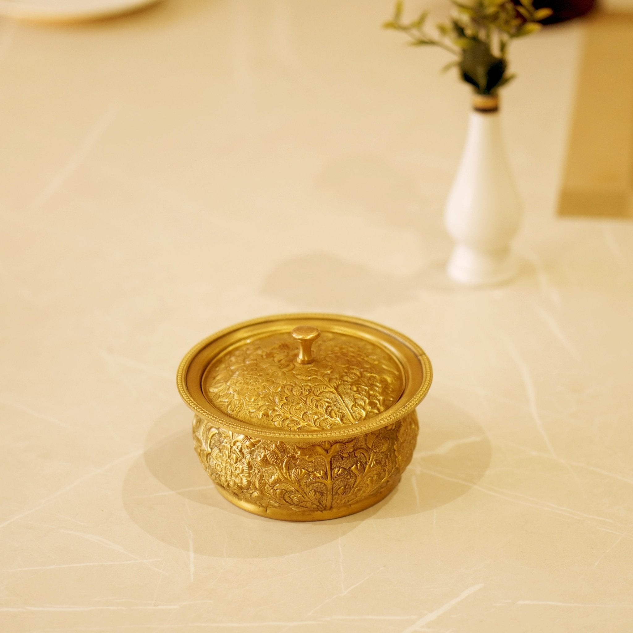 Brass Antique Trinket Box - Brass Globe -