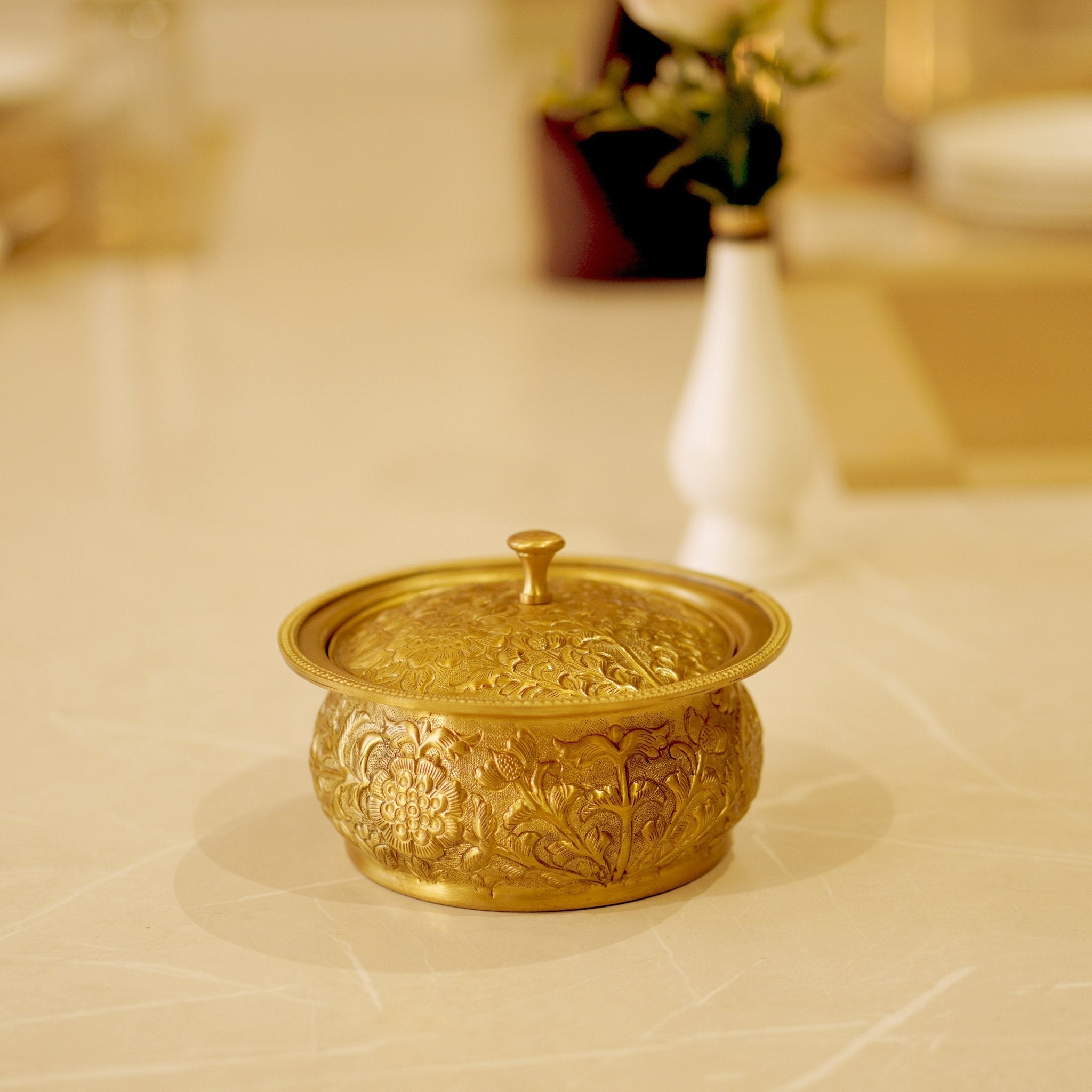 Brass Antique Trinket Box - Brass Globe -