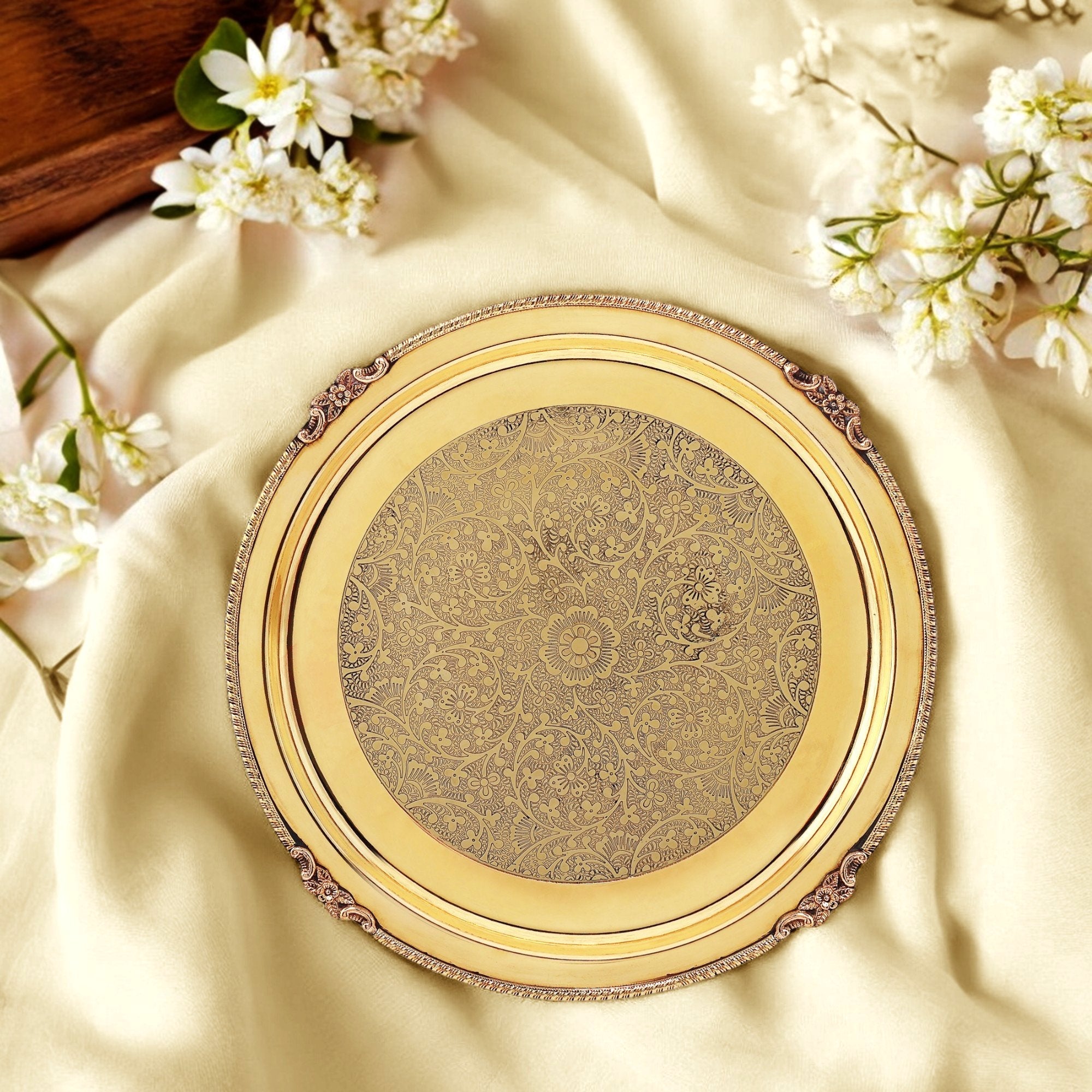 Brass Etched Full Plate - Brass Globe -
