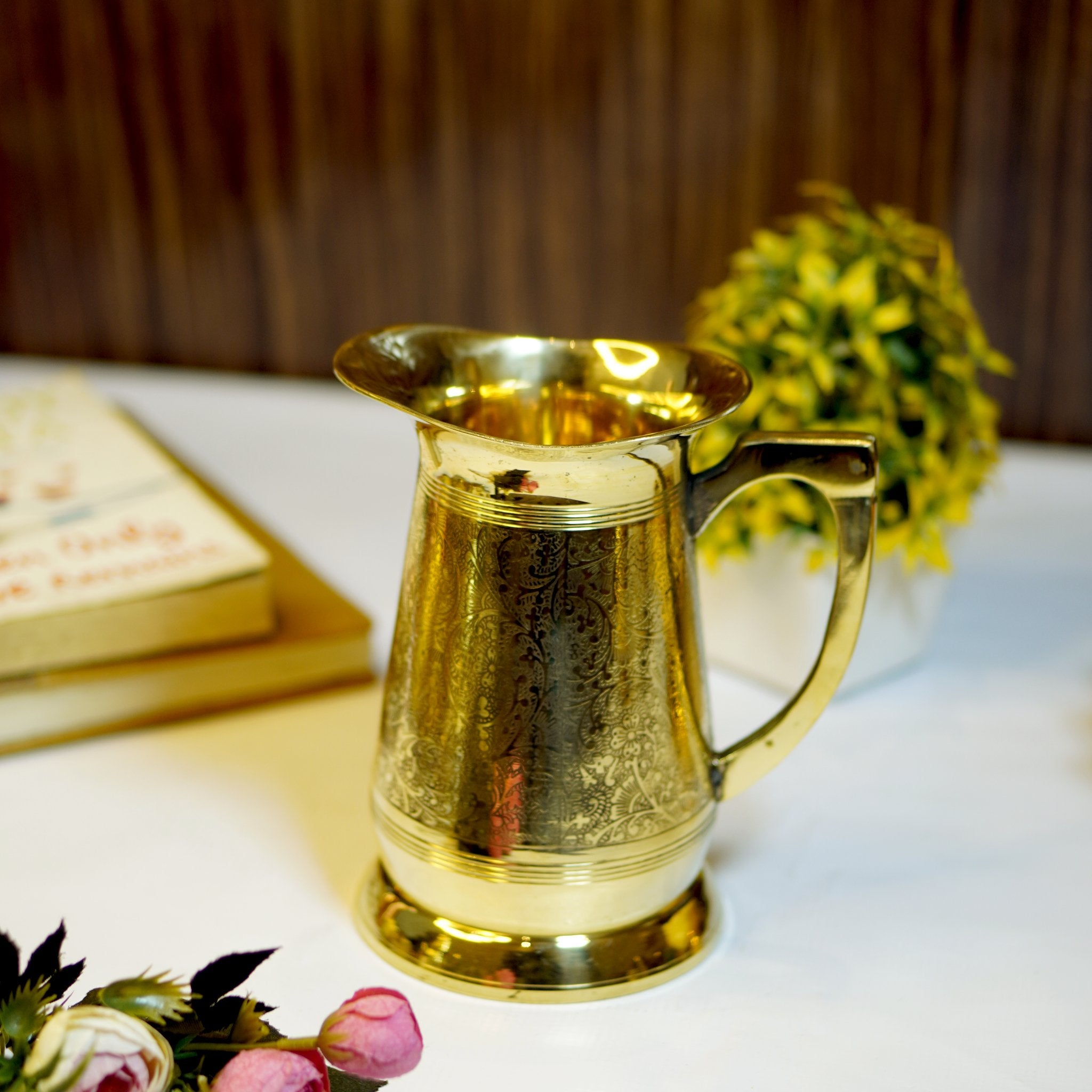 Brass Etched Jug - Brass Globe -