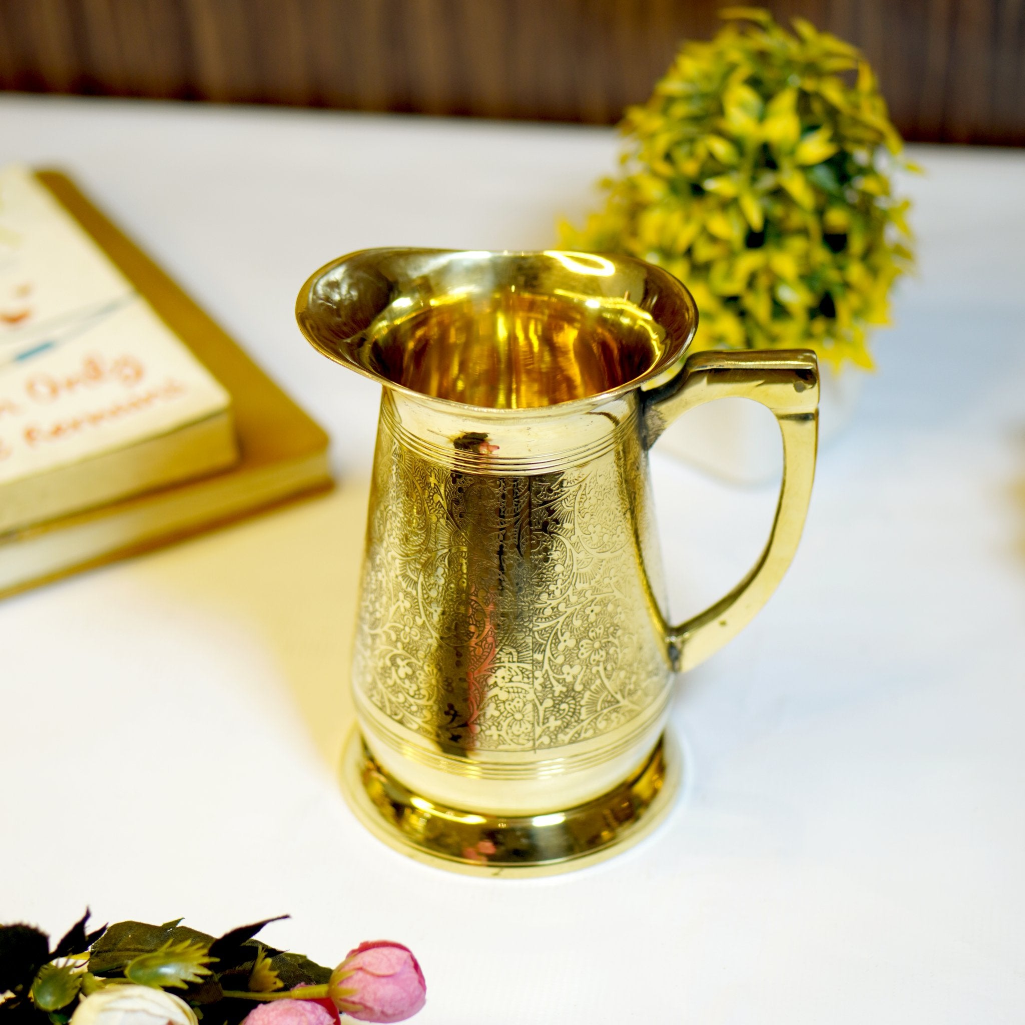 Brass Etched Jug - Brass Globe -