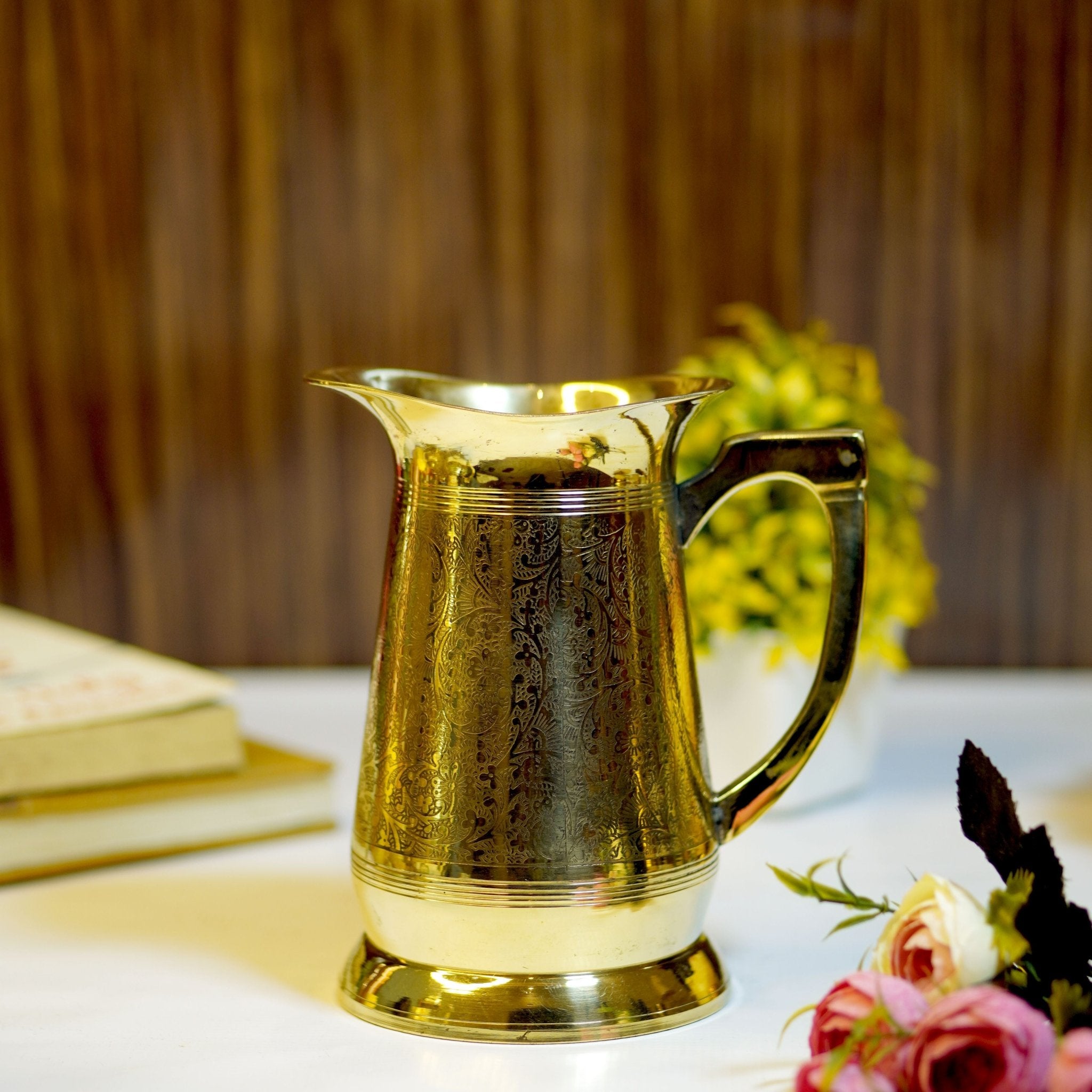 Brass Etched Jug - Brass Globe -