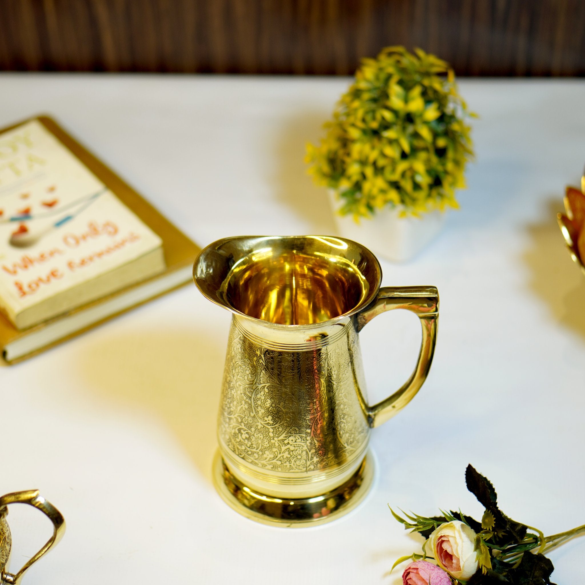 Brass Etched Jug - Brass Globe -