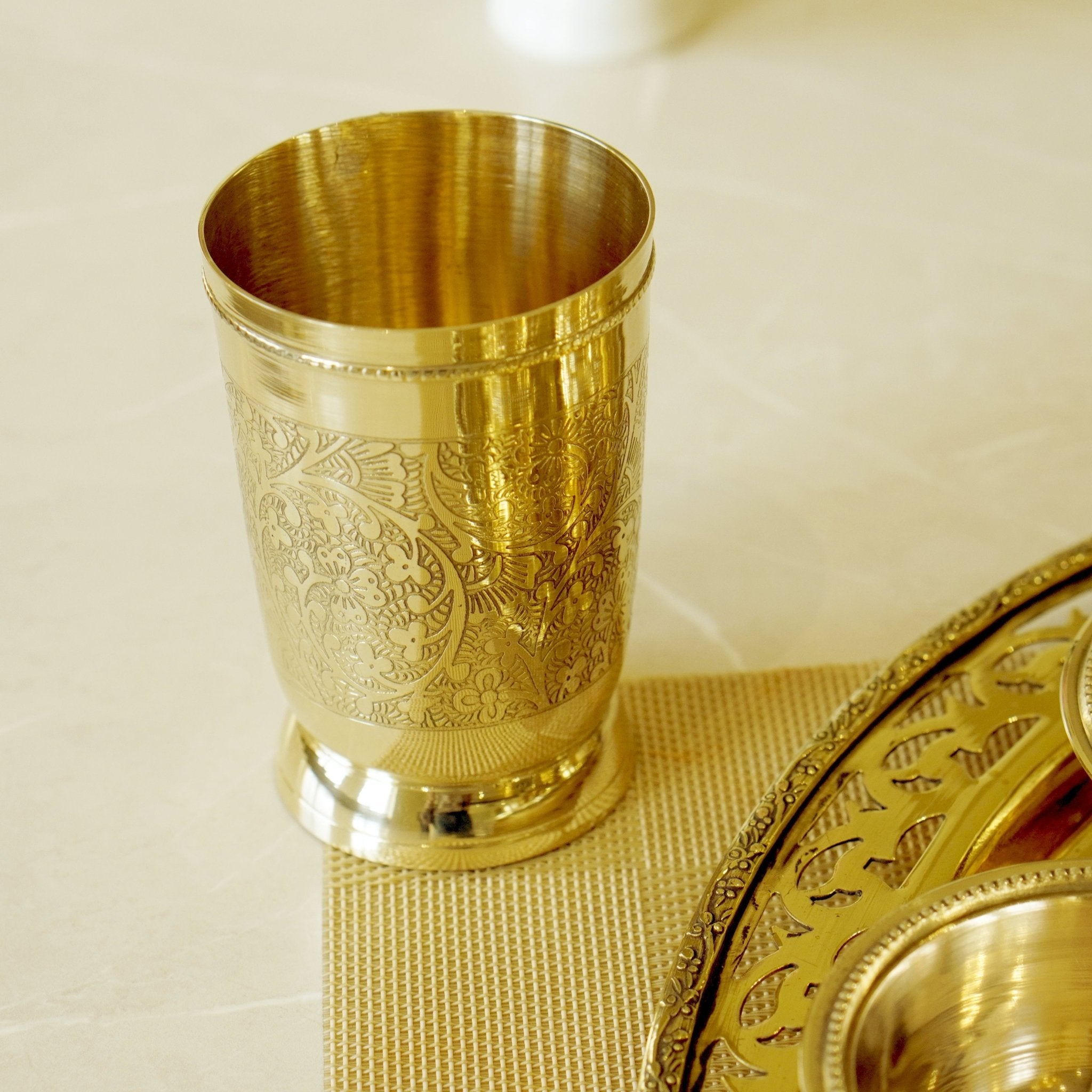 Brass / pital Jaalidaar Dinner set - Brass Globe -