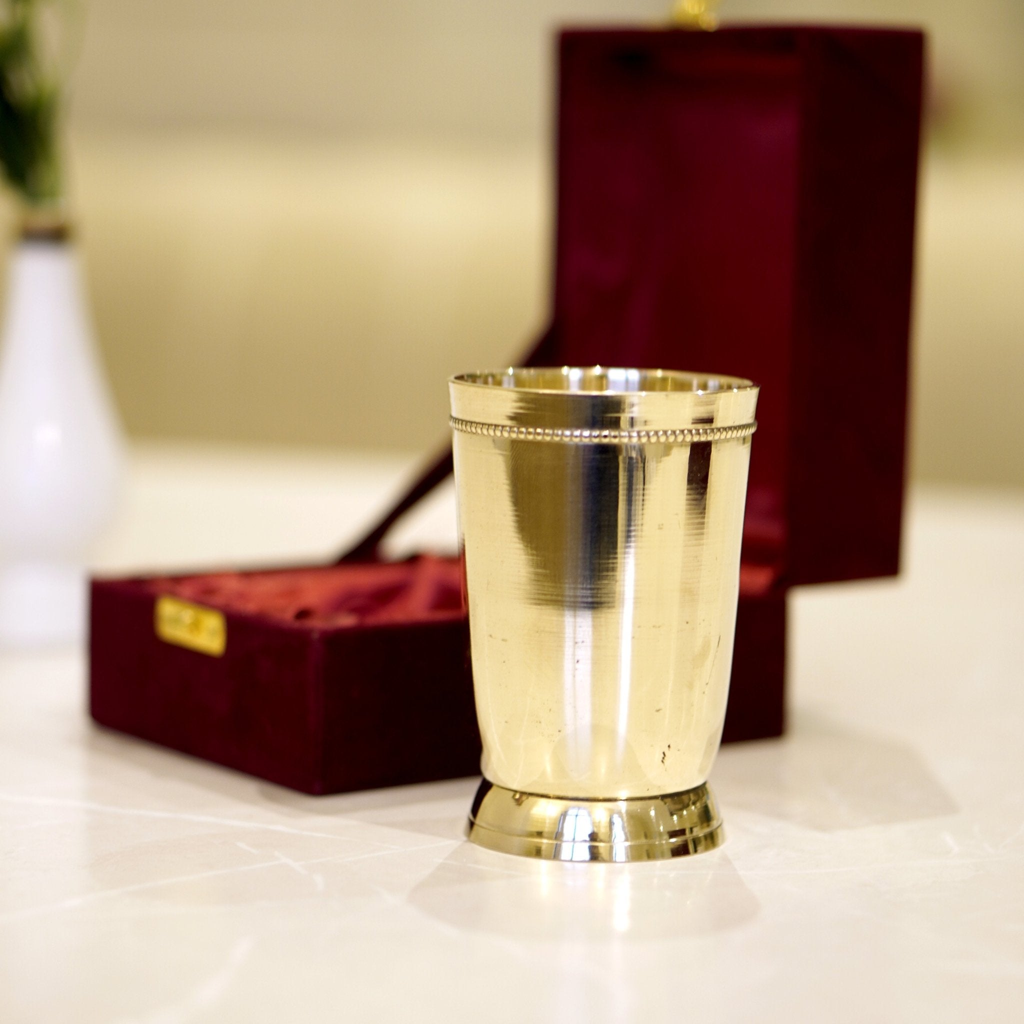 Brass Plain Glass with Velvet Box - Brass Globe -