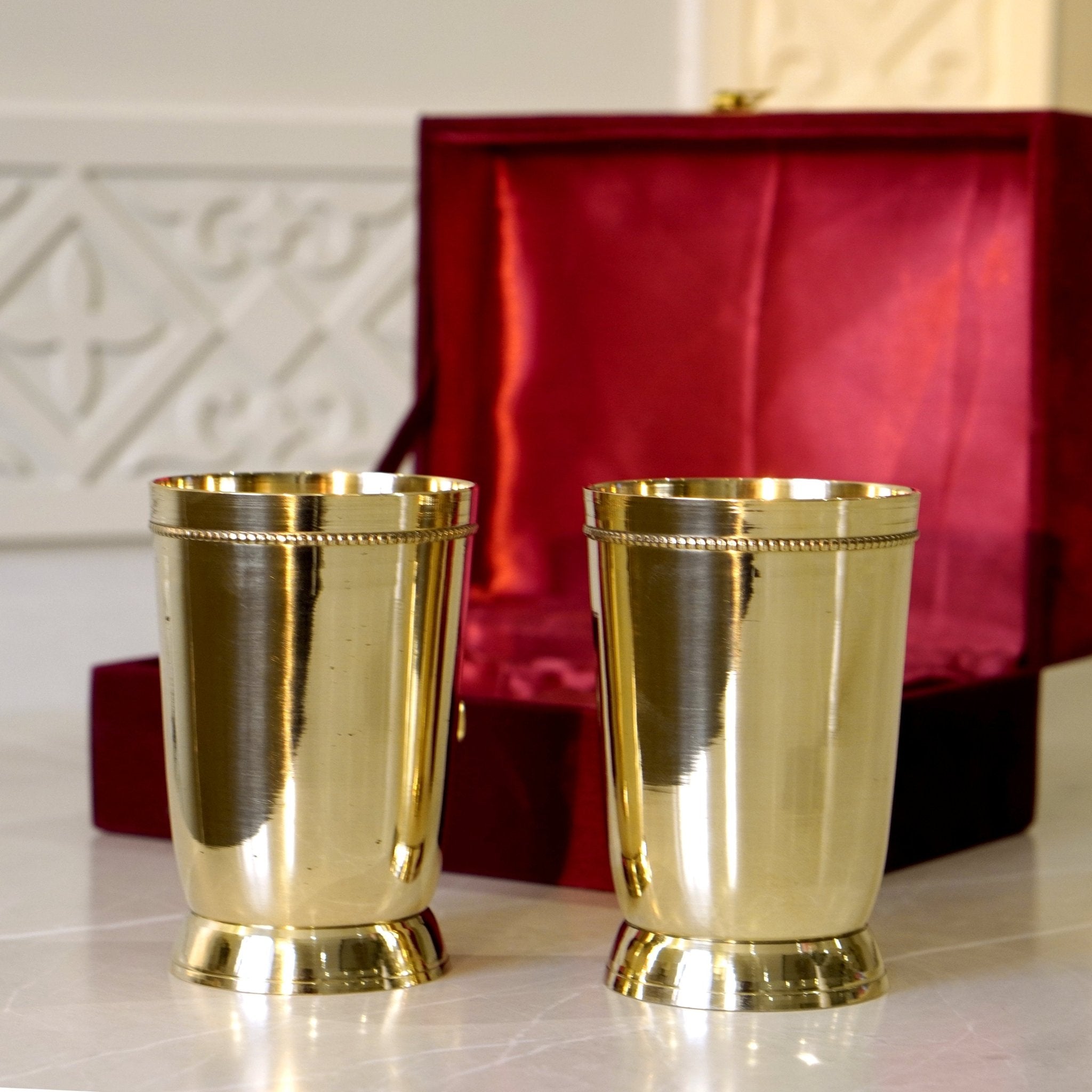 Brass Plain Glass with Velvet Box - Brass Globe -