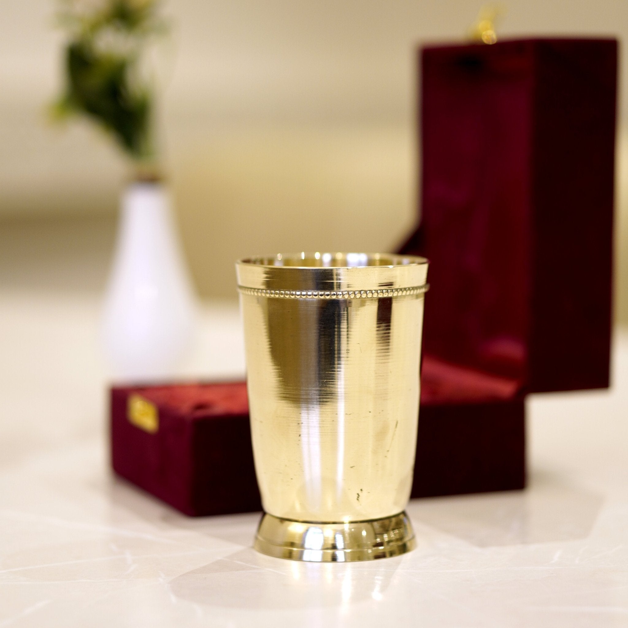 Brass Plain Glass with Velvet Box - Brass Globe -