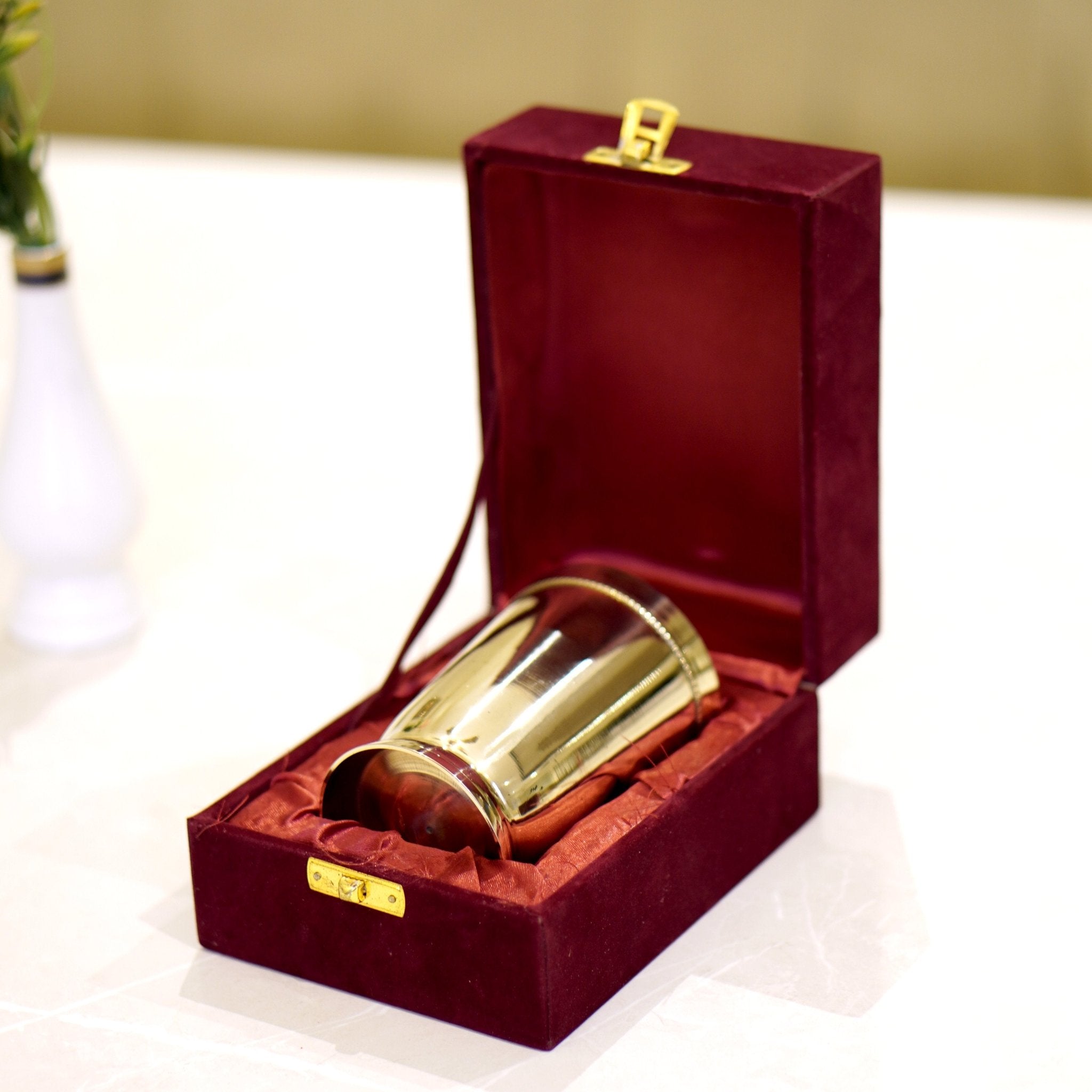 Brass Plain Glass with Velvet Box - Brass Globe -
