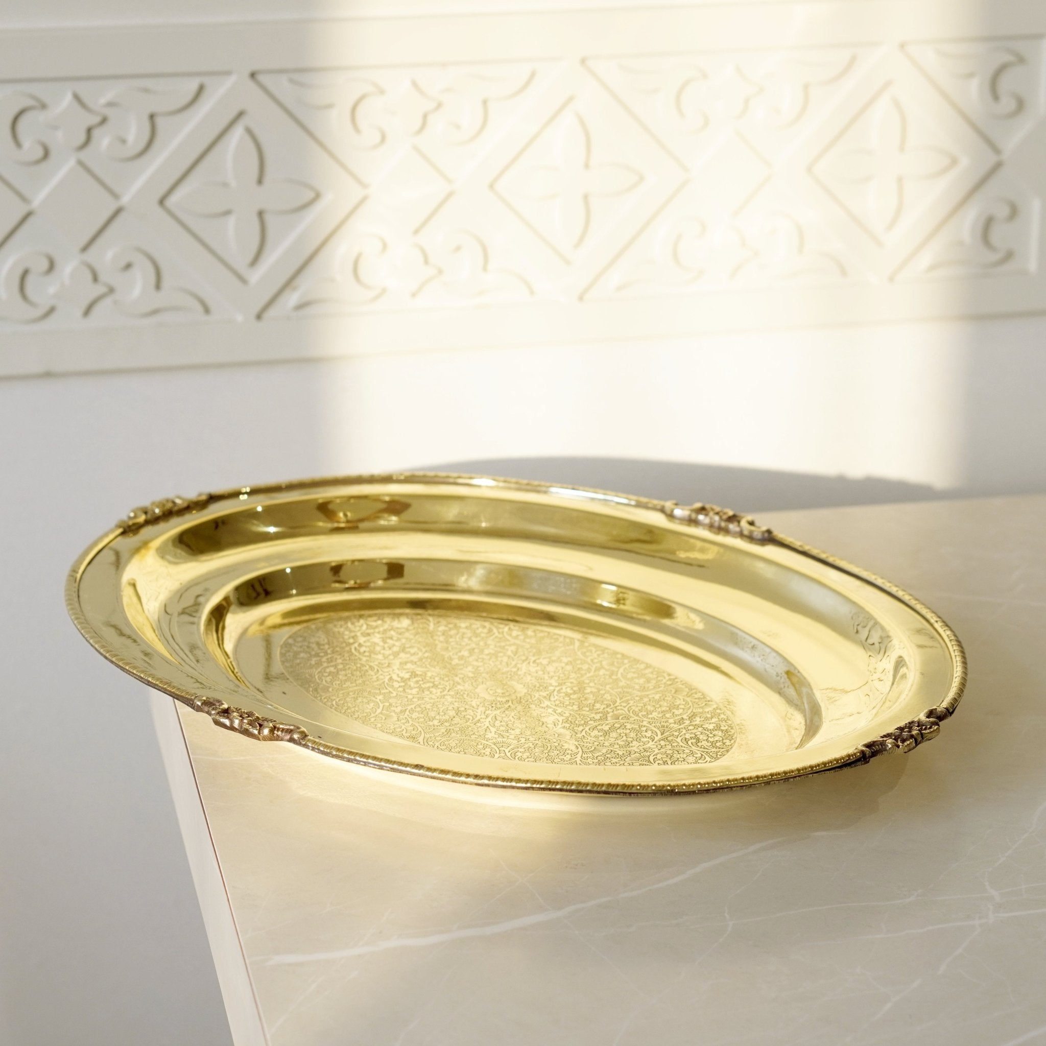 Brass Plate for Rice Serving - Brass Globe -