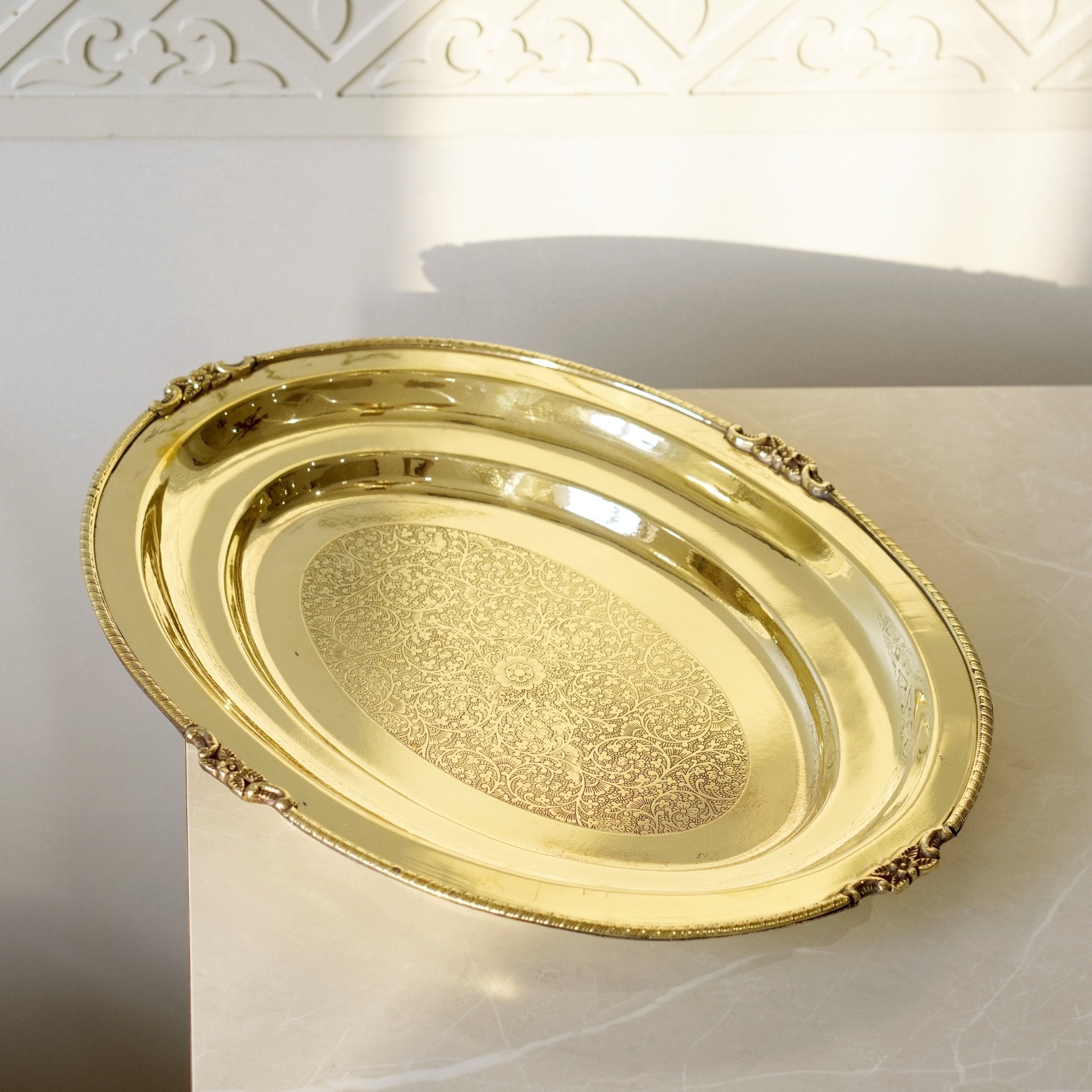Brass Plate for Rice Serving - Brass Globe -