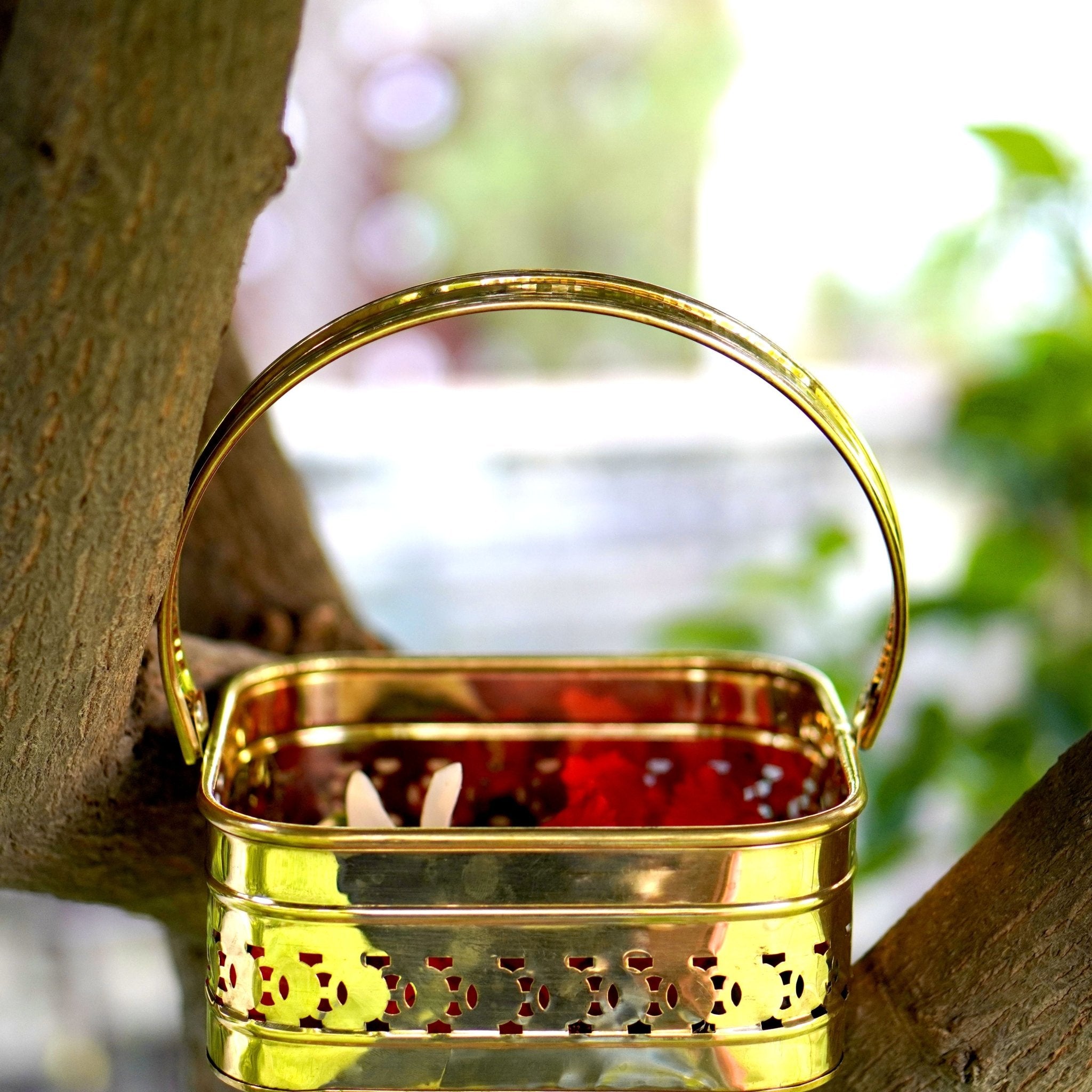 Brass Pooja / Worship Basket - Brass Globe -
