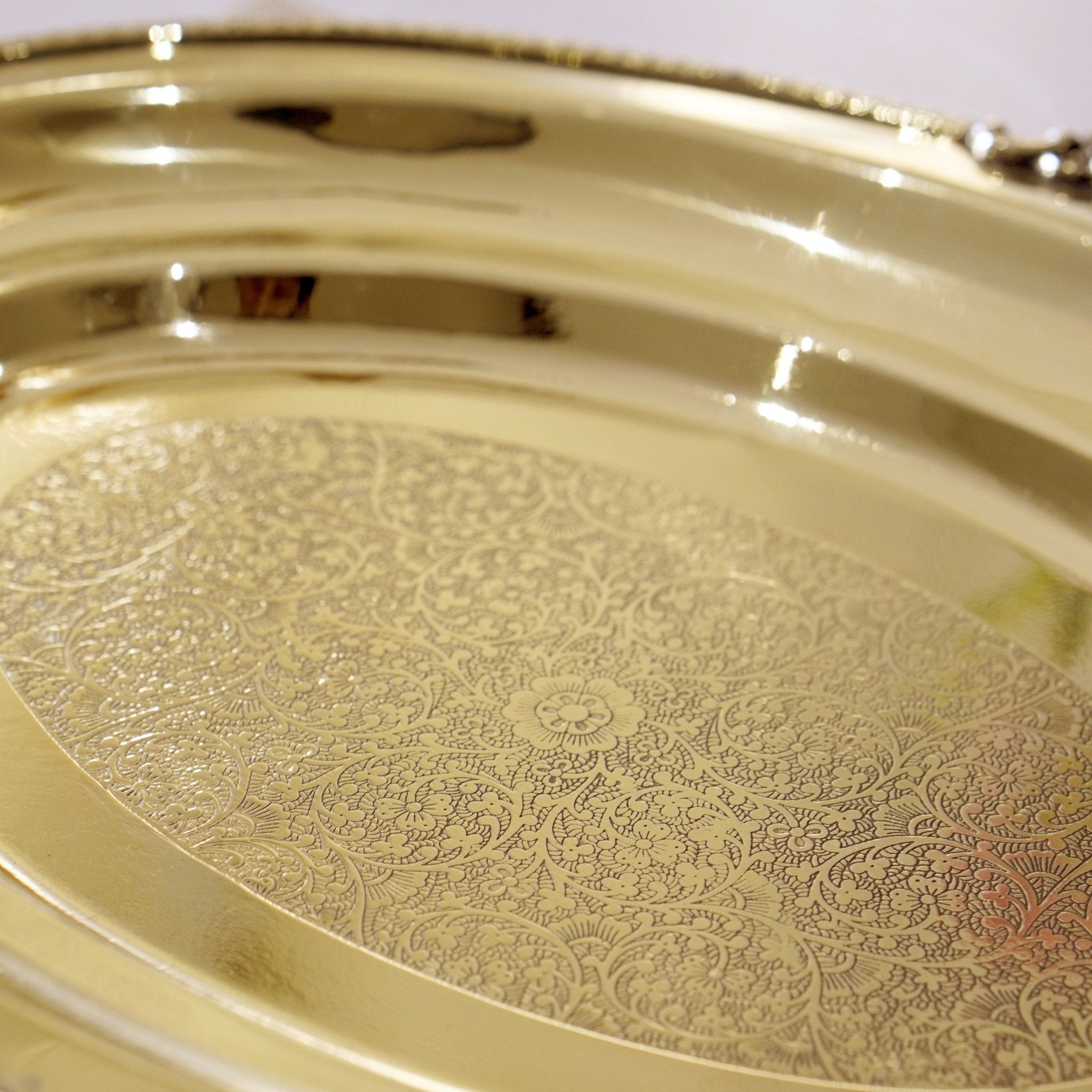Brass Rice Plate with Rice Serving Spoon - Brass Globe -