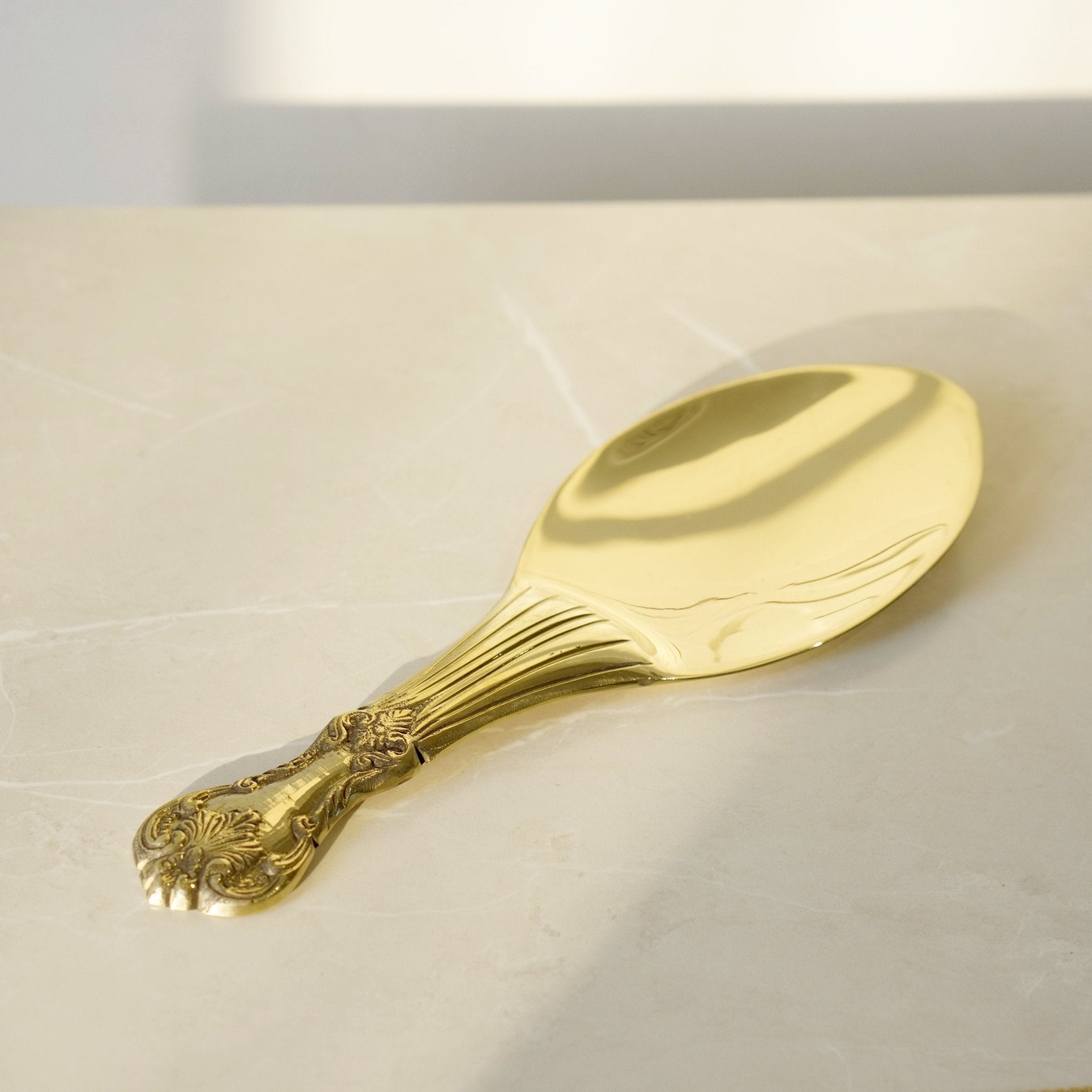Brass Rice Plate with Rice Serving Spoon - Brass Globe -