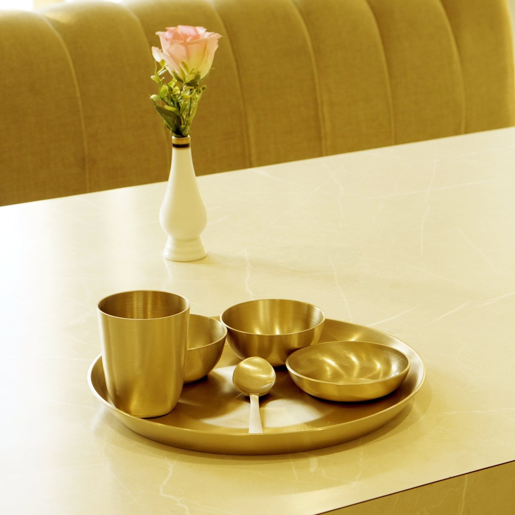 Bronze / Kansa Dinner Set Matte Finish (Pack of 6) - Brass Globe -