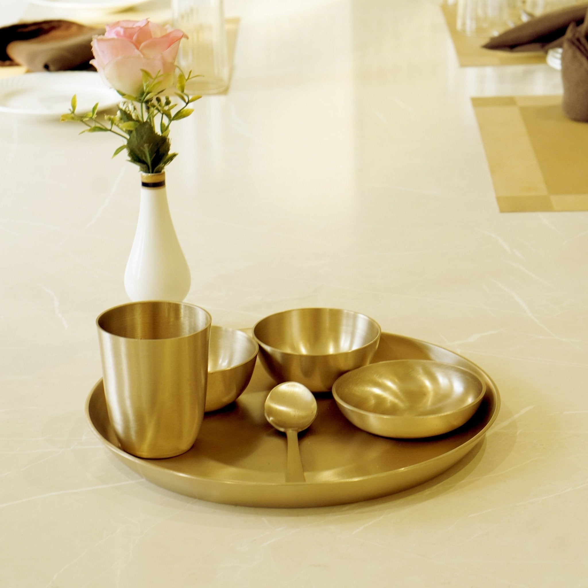 Bronze / Kansa Dinner Set Matte Finish (Pack of 6) - Brass Globe -
