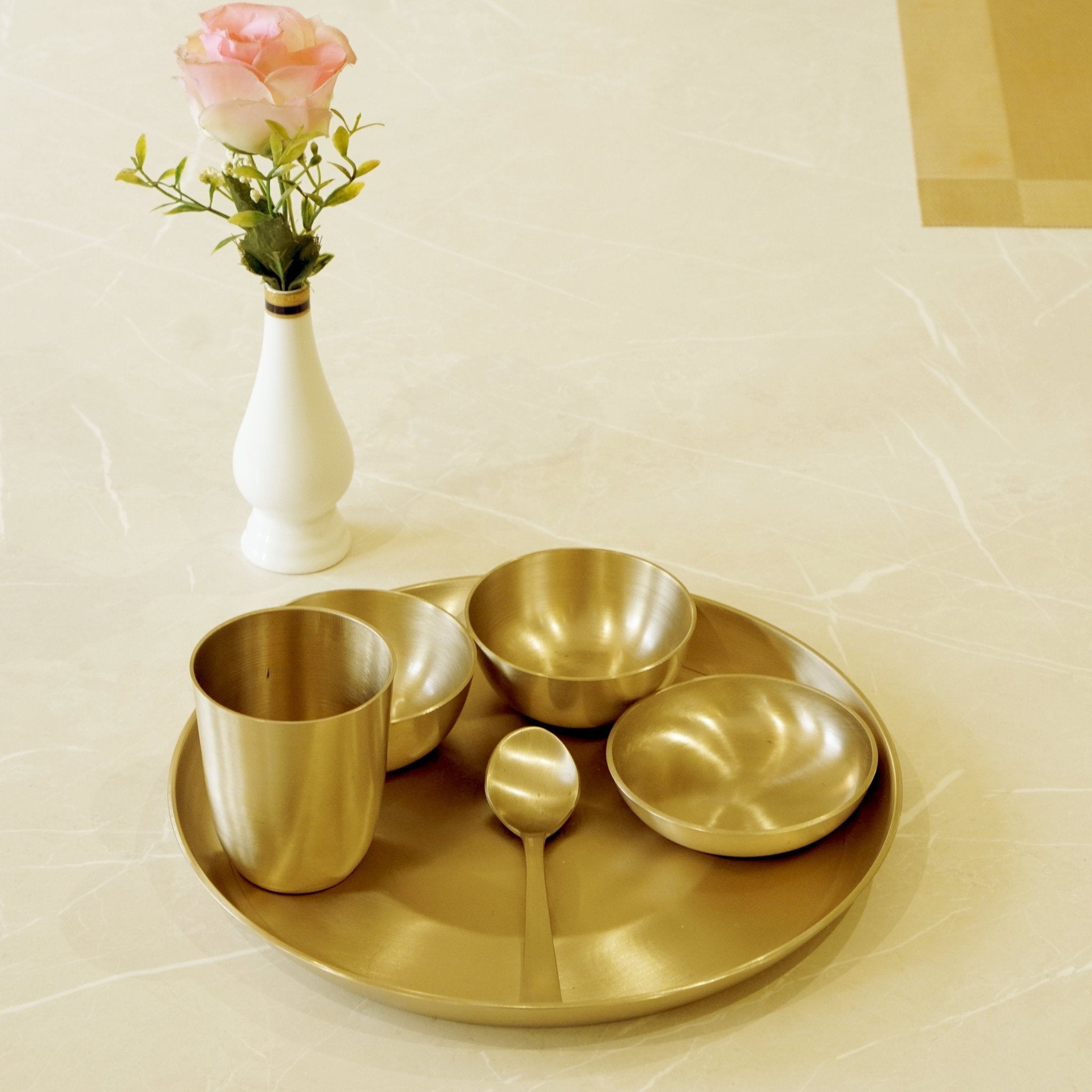 Bronze / Kansa Dinner Set Matte Finish (Pack of 6) - Brass Globe -