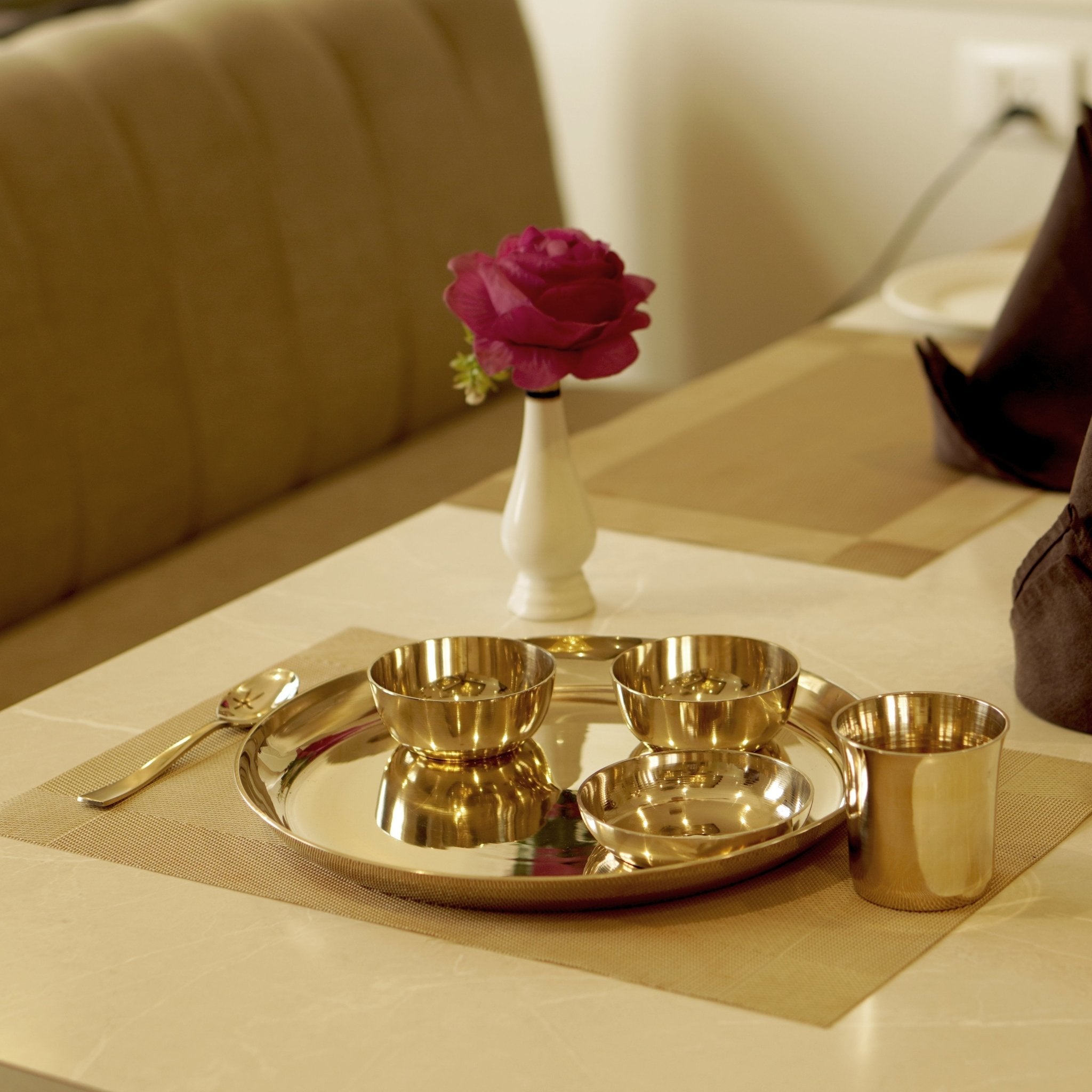 Bronze / Kansa Dinner Set Plain Glossy Finish (Set of 6) - Brass Globe -