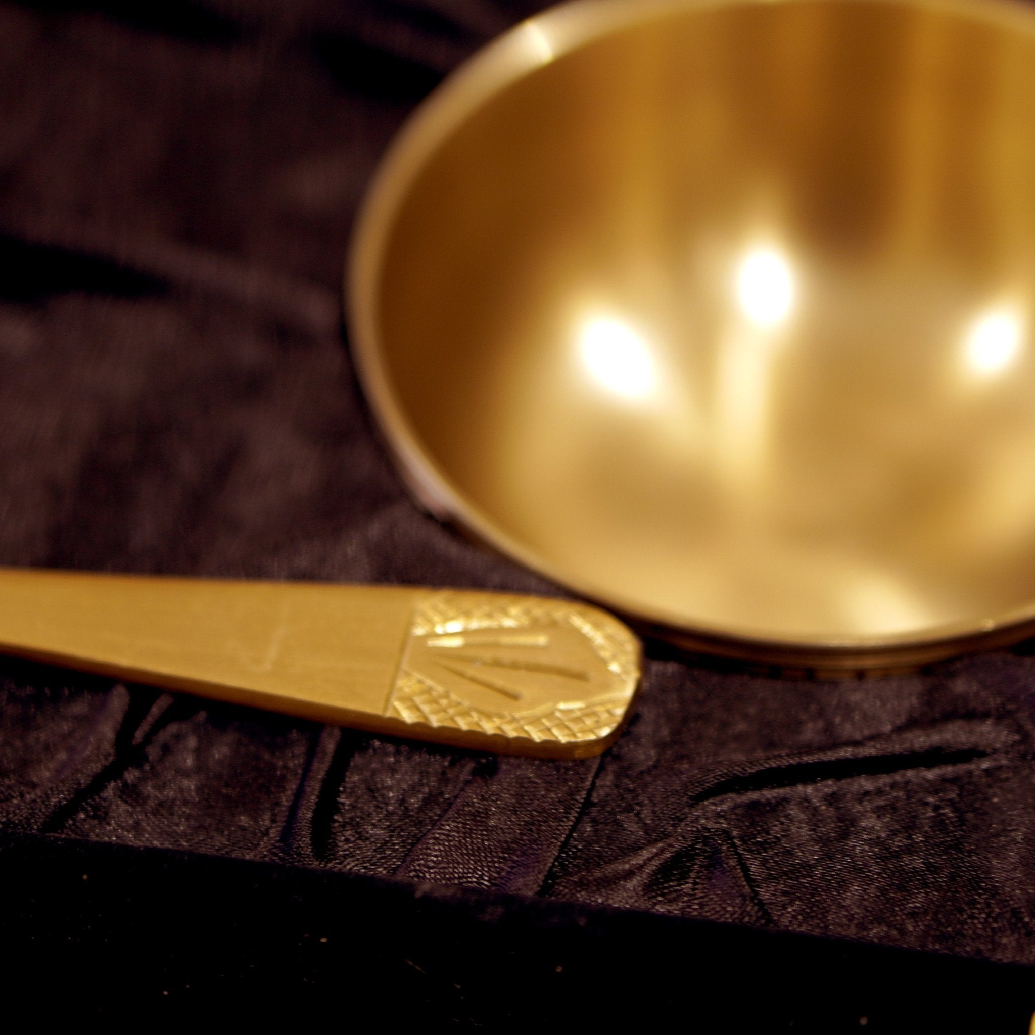 Bronze / Kansa Engraved Dinner Set Matte Finish with Velvet Box - Brass Globe -